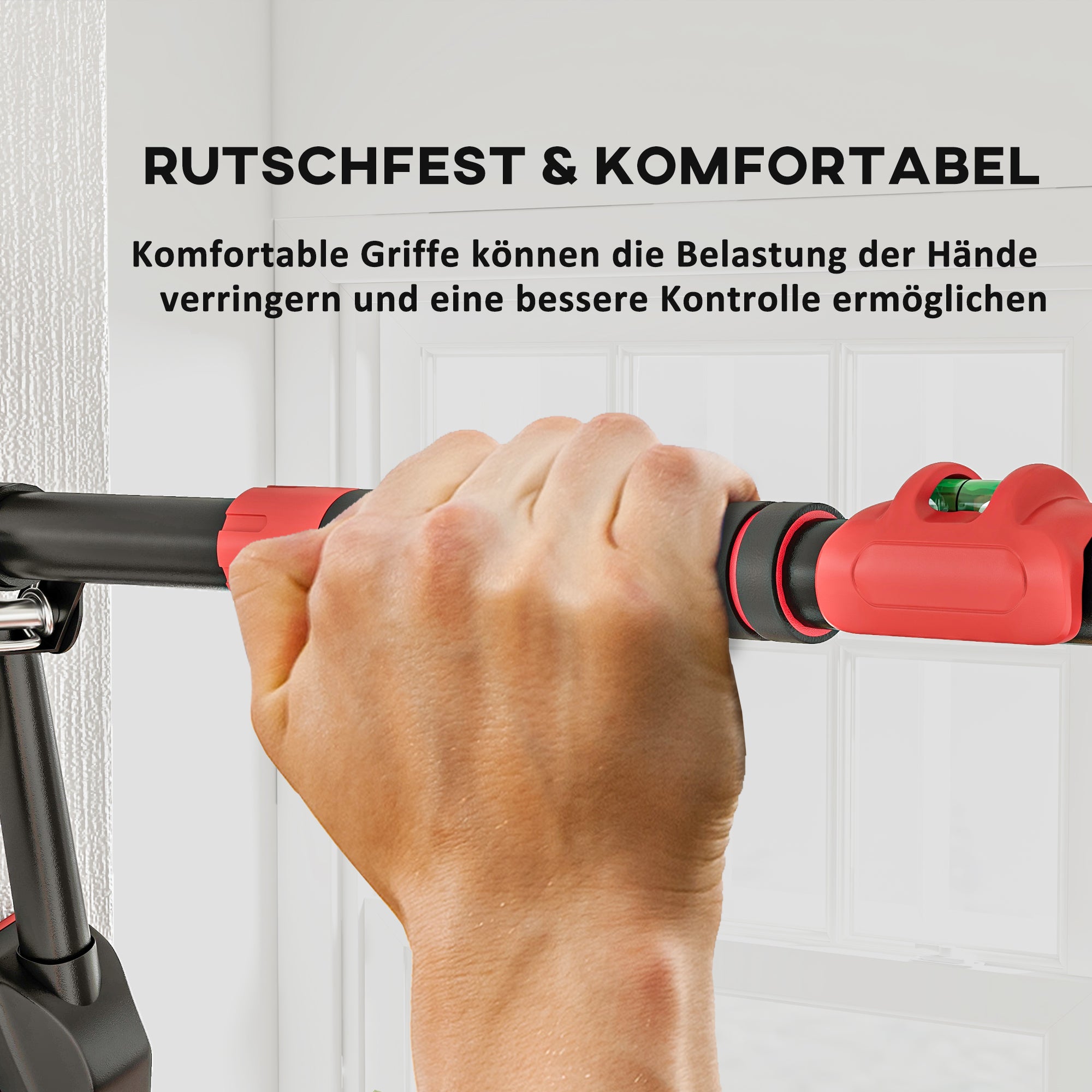 SPORTNOW Pull-Up Bar, Adjustable Pull-Ups with Level Gauge, for Door Frame, with Triangular Support, Maximum Load 225kg, Black, 79-98 x 7.5 x 15 cm