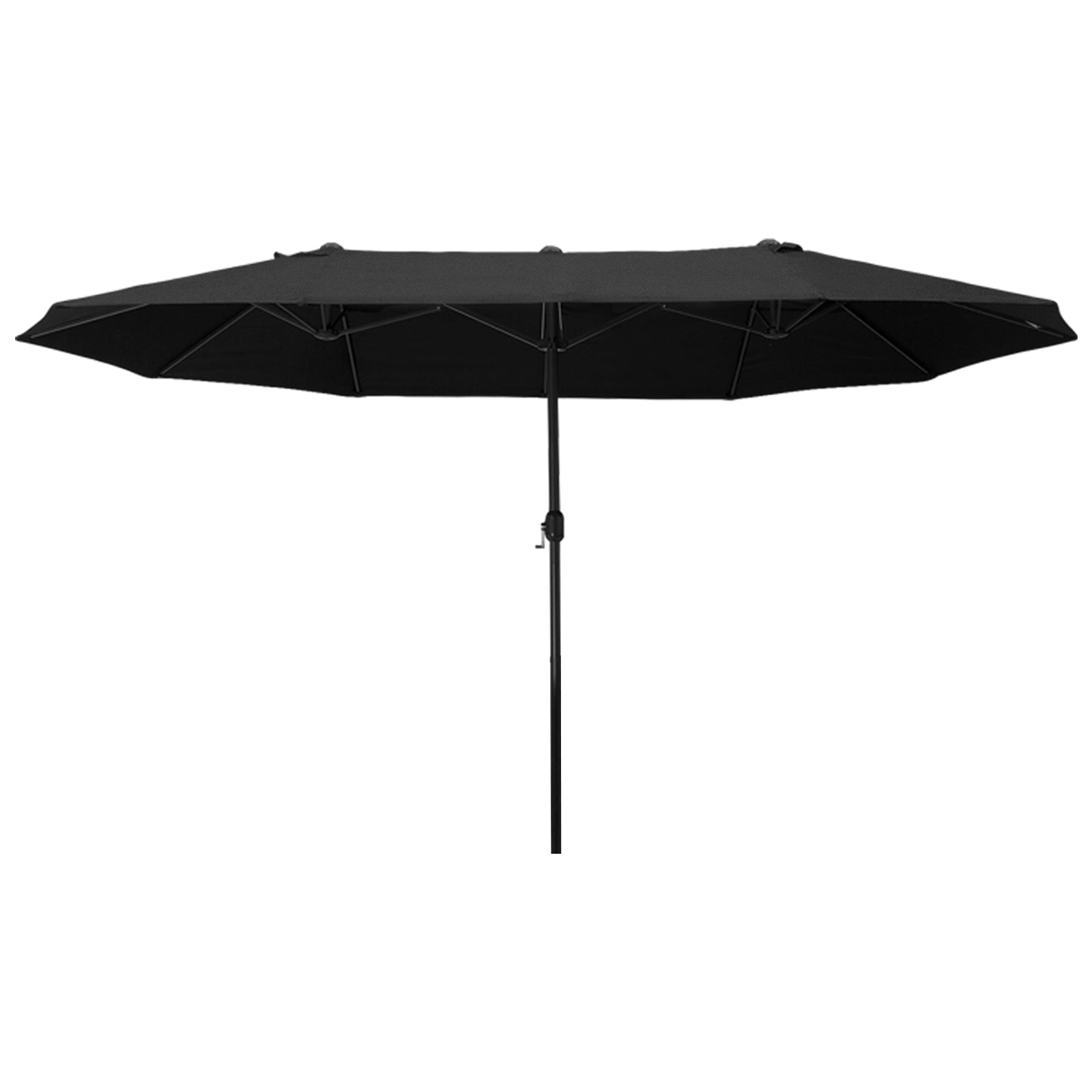 Double Sun Umbrella 455 x 265 cm, UV Protection Sunshade with Hand Crank, Balcony Beach Umbrella Windproof Crank Umbrella Sun Protection for Beach Balcony Garden, Black