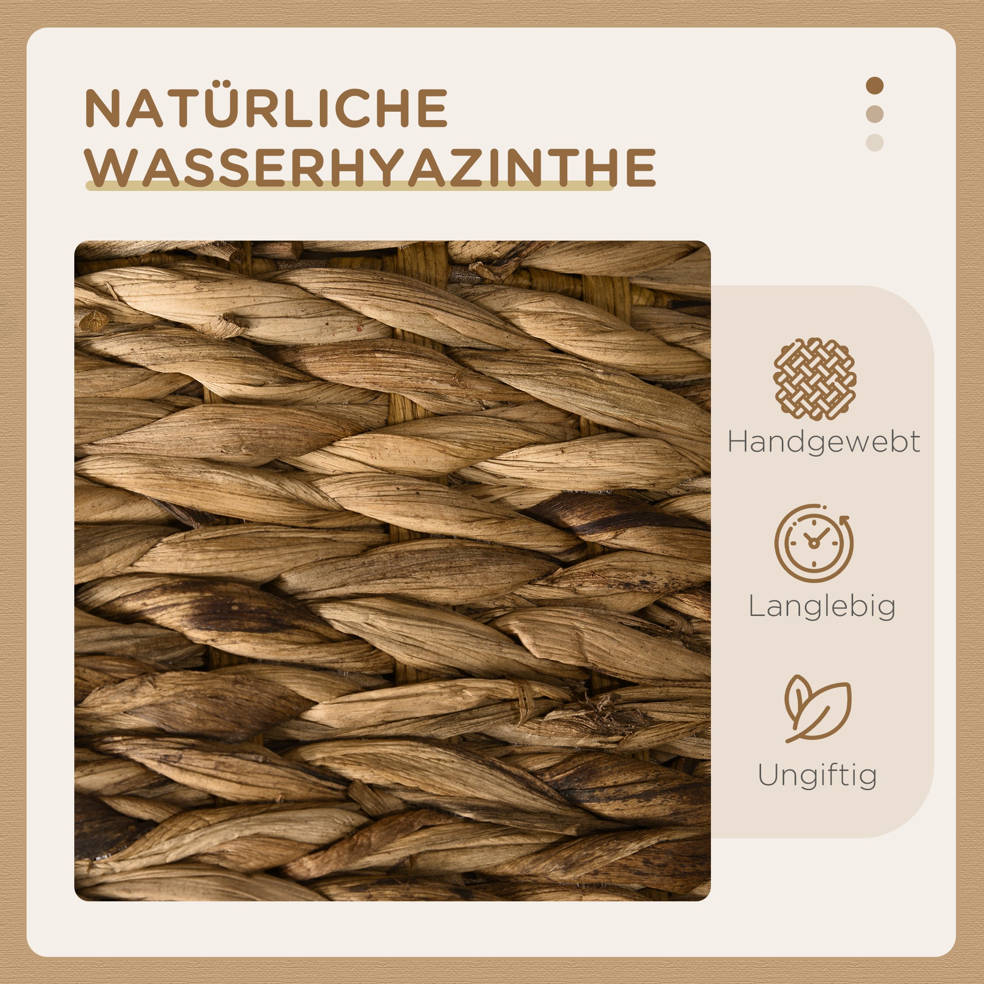 Scratching Post, 73 cm High Cat Tower with 3 Caves, Scratching Post with Cushion, Cat Tower Made of Water Hyacinth, for Cats up to 3.5 kg, Light Brown