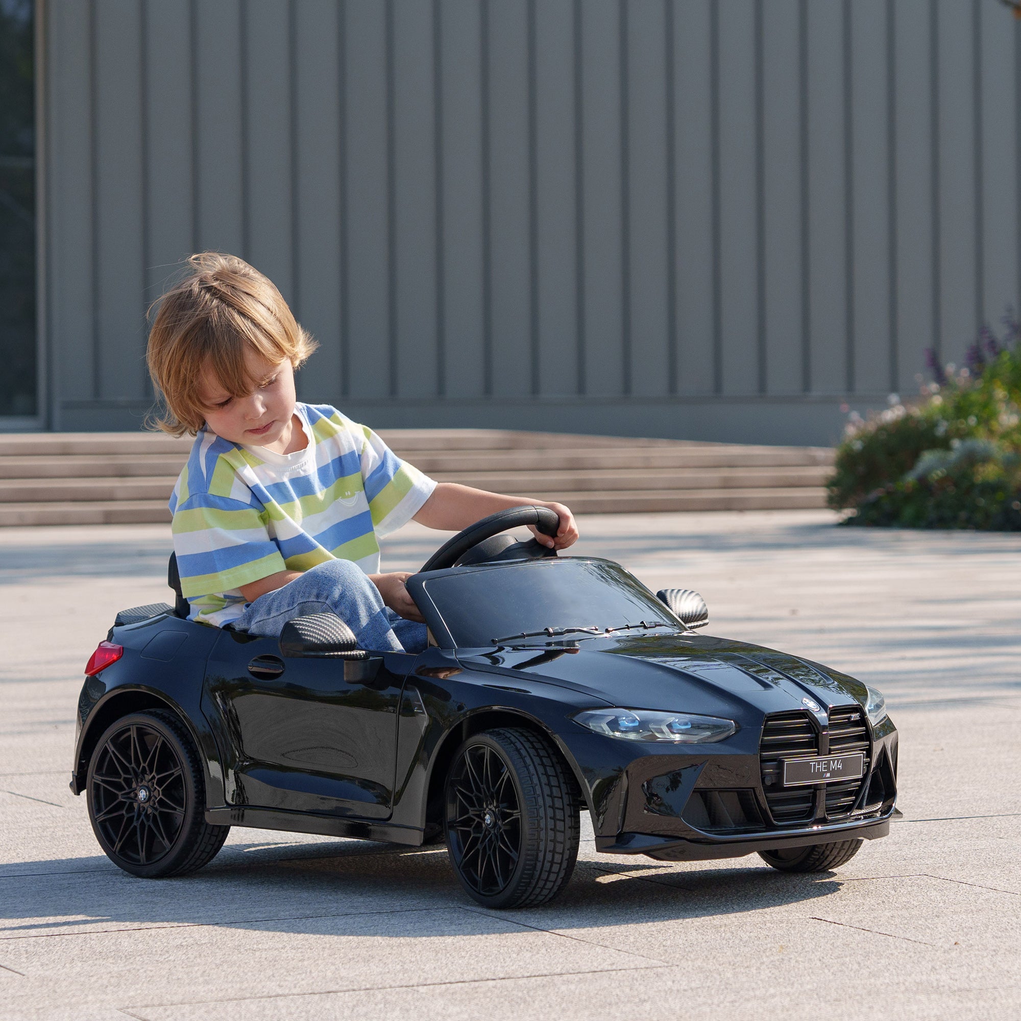 Kids Electric Car 12V Children's Car with 2.4G Remote Control, Suspension, Soft Start, Electric Vehicle with MP3, USB, LED Lights, Horn, 3-5 km/h, for Kids 3-5 Years, Black