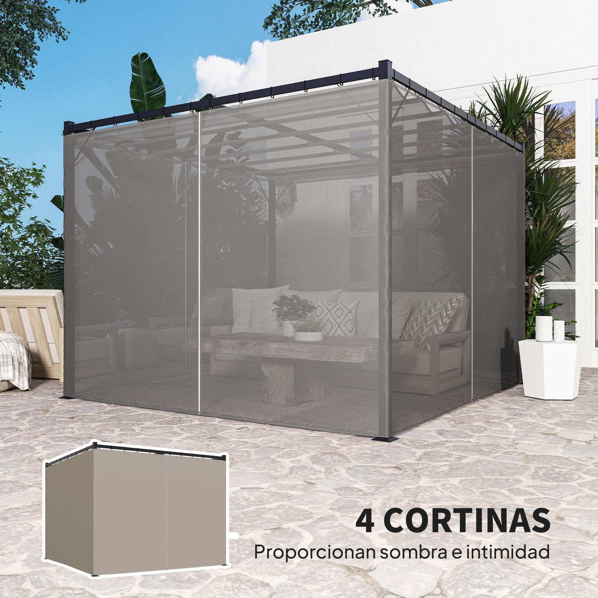 Retractable Roof Pergola Garden Gazebo 10x10 ft with Side Walls Water-Resistant Polyester Canopy Pavilion for Outdoor Garden Patio Terrace Light Gray