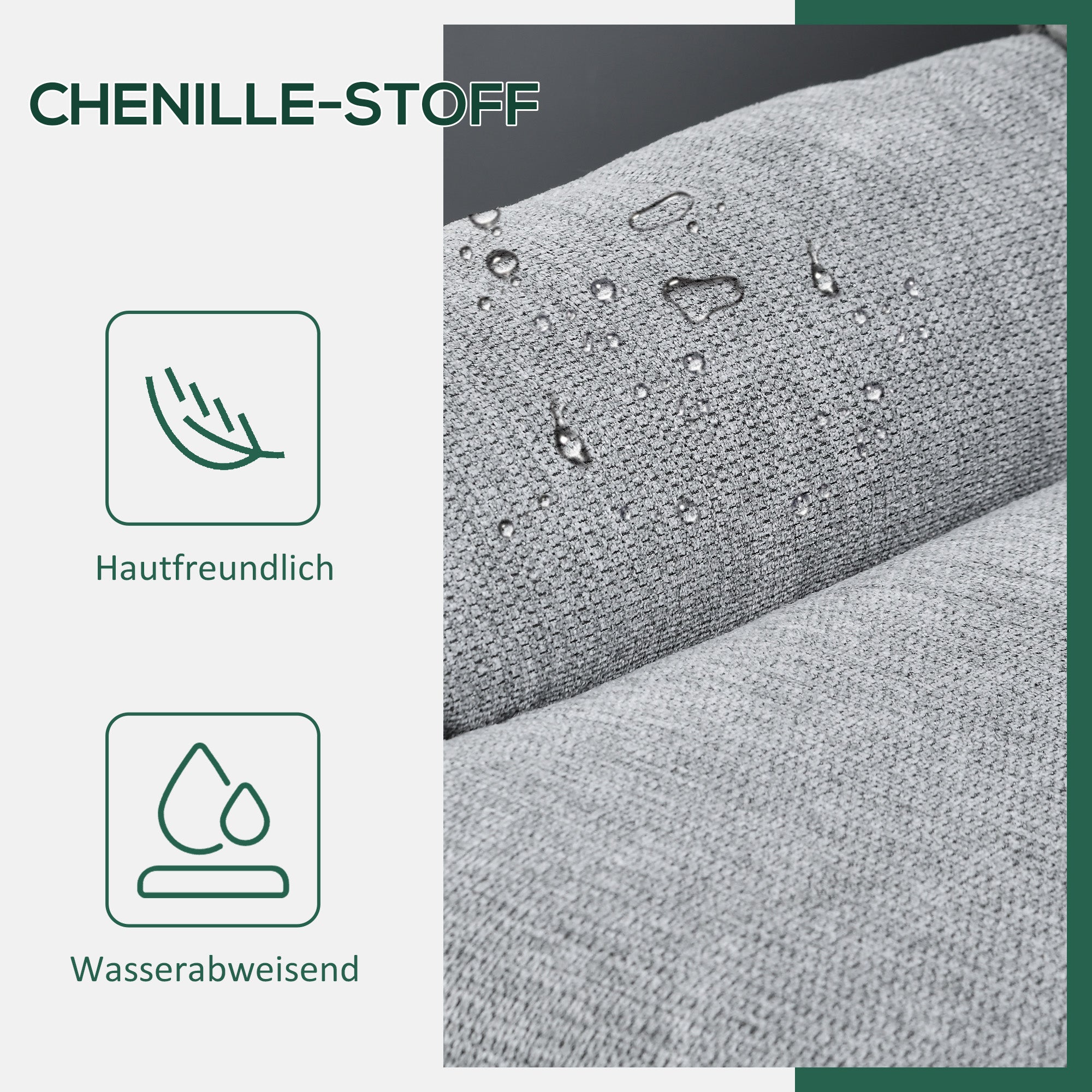 Chair Swivel Lounge Chair with Wide Seat, Integrated Armrest, Upholstered Recliner with Water-Repellent Chenille Look, Steel Legs, for Living Room, Gray