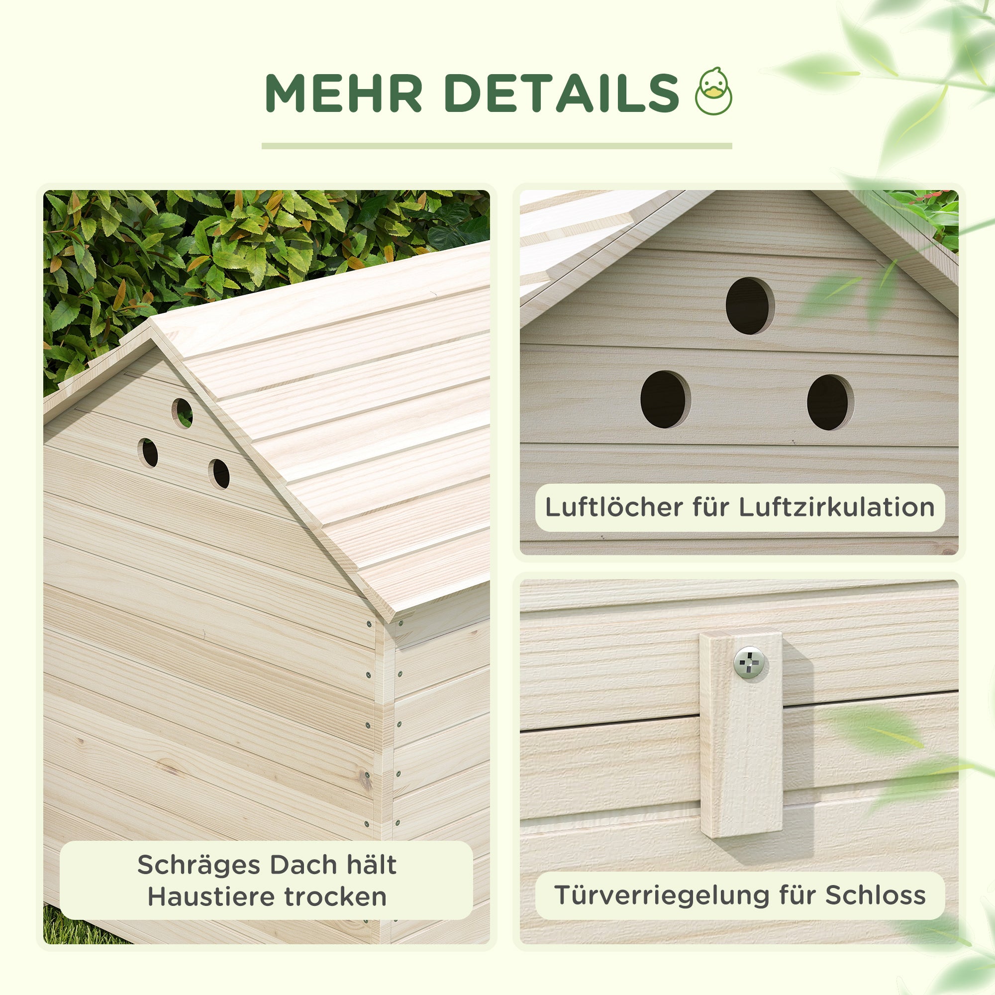 Duck House with Flip-top Roof, Poultry House with Raised Floor and Ramp at the Front Door, Duck Coop made of Fir Wood, 100 x 82.5 x 91 cm