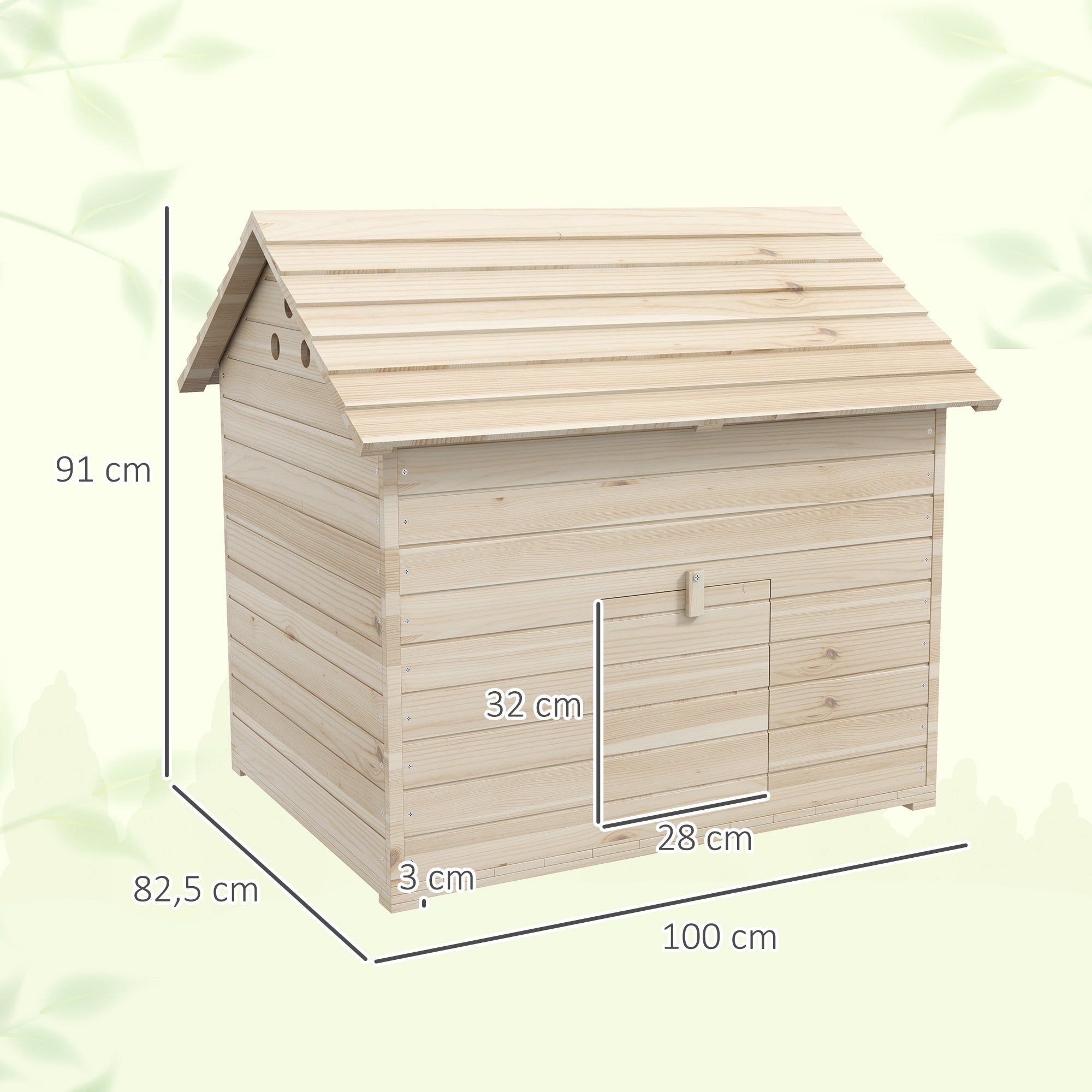 Duck House with Flip-top Roof, Poultry House with Raised Floor and Ramp at the Front Door, Duck Coop made of Fir Wood, 100 x 82.5 x 91 cm
