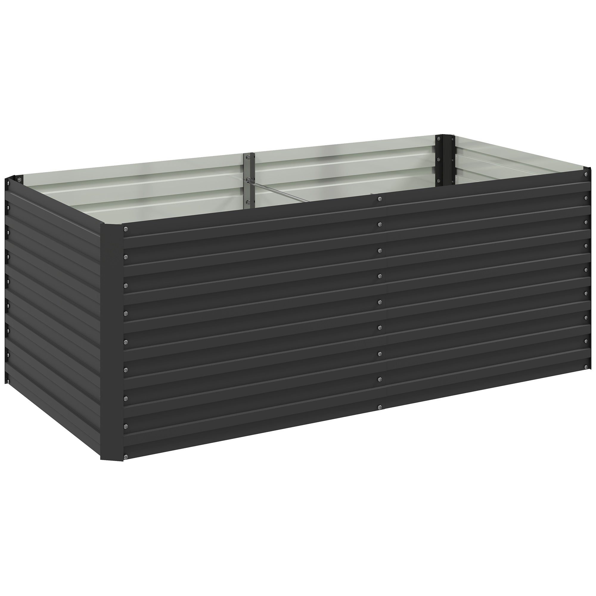 Outdoor Planter, Galvanized Raised Garden Planter Box with Safety Edge and Open Bottom, for Flowers, Herbs, and Vegetables, 160 x 80 x 60 cm, Gray