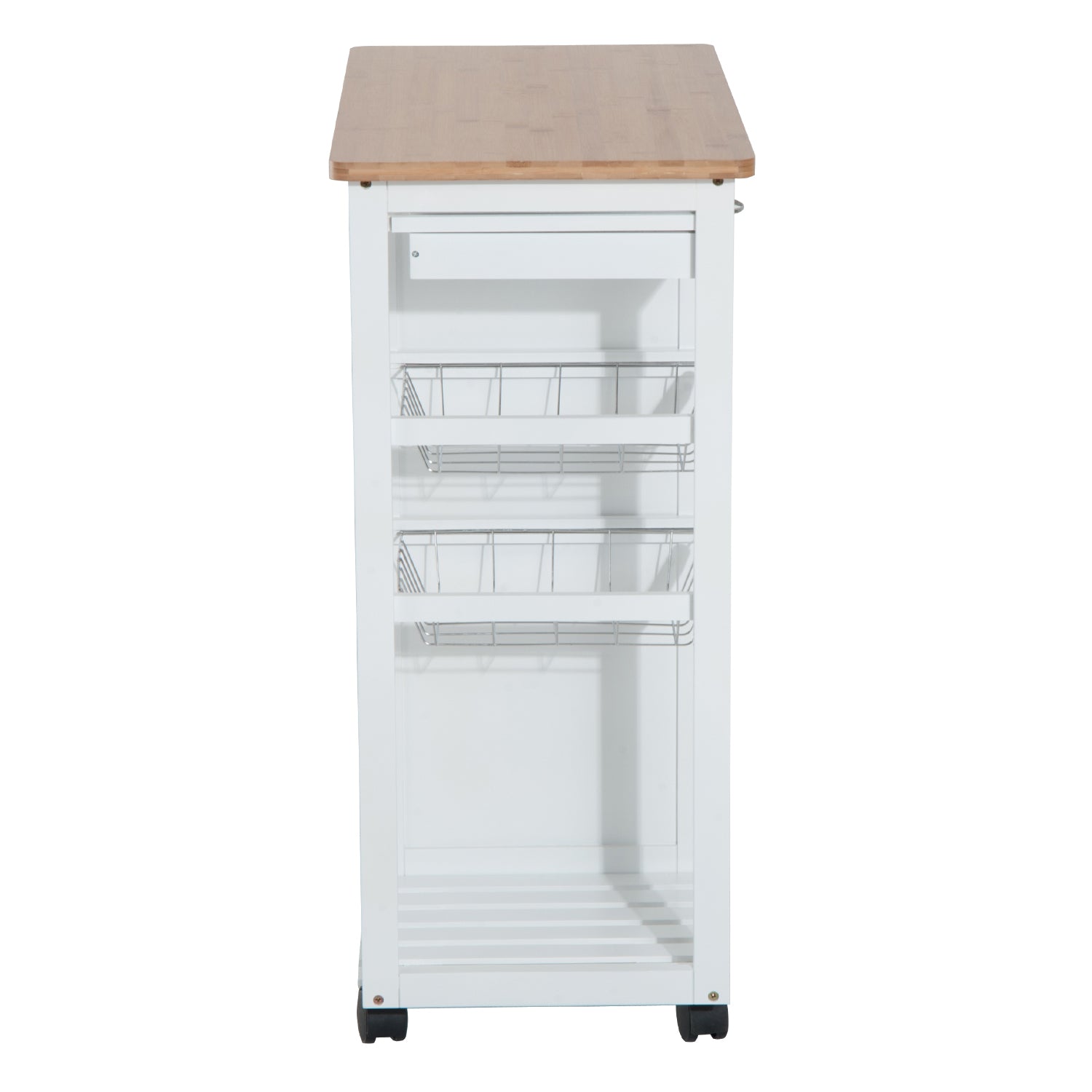 Kitchen Cart Multipurpose Serving Cart Shelf Cart with Wheels for Bathroom Bedroom with Shelves Baskets Drawers 70x37x85cm Wood