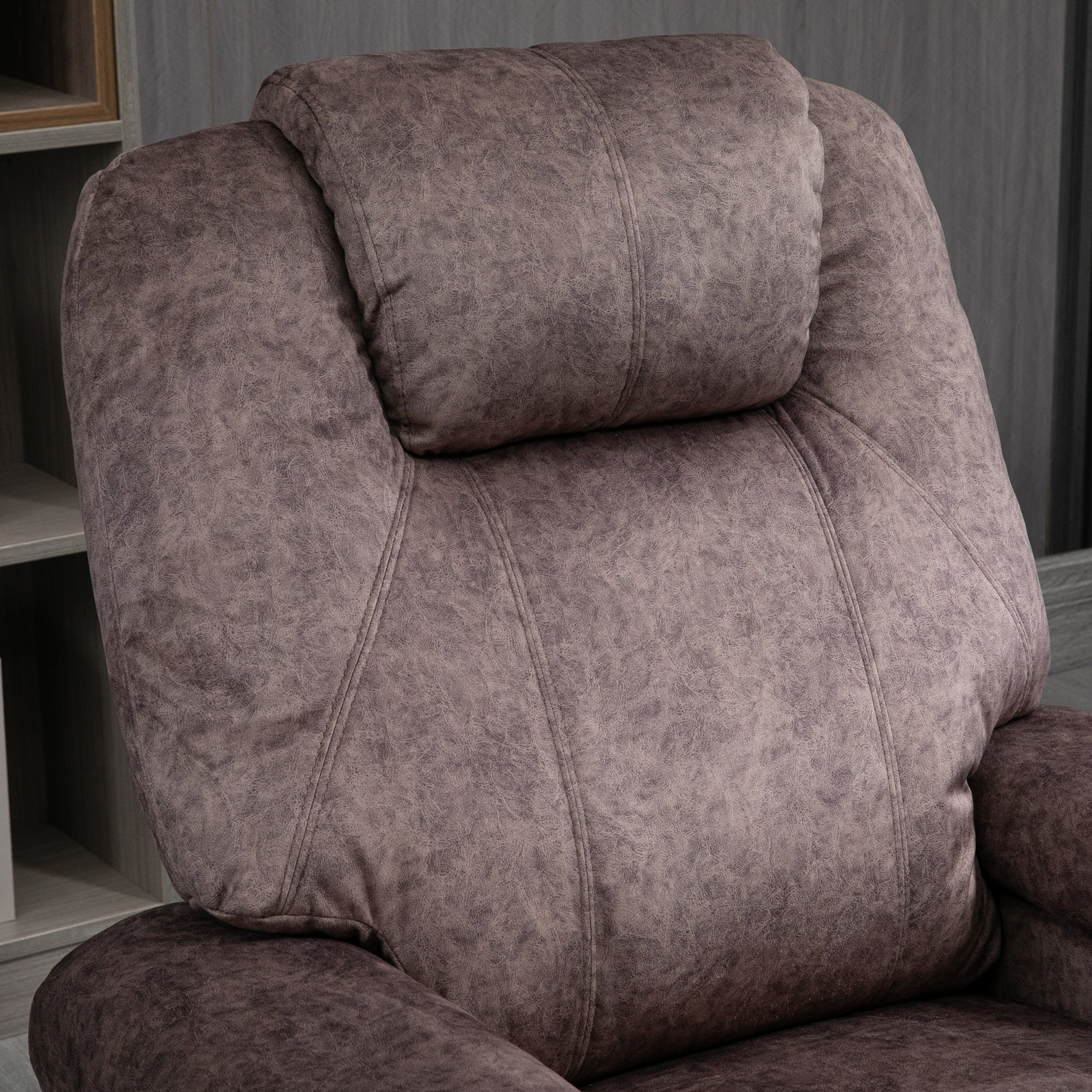 Manual Reclining Relax Armchair in Fabric, Reclining Armchair with Removable Footrest and Side Pocket, Brown