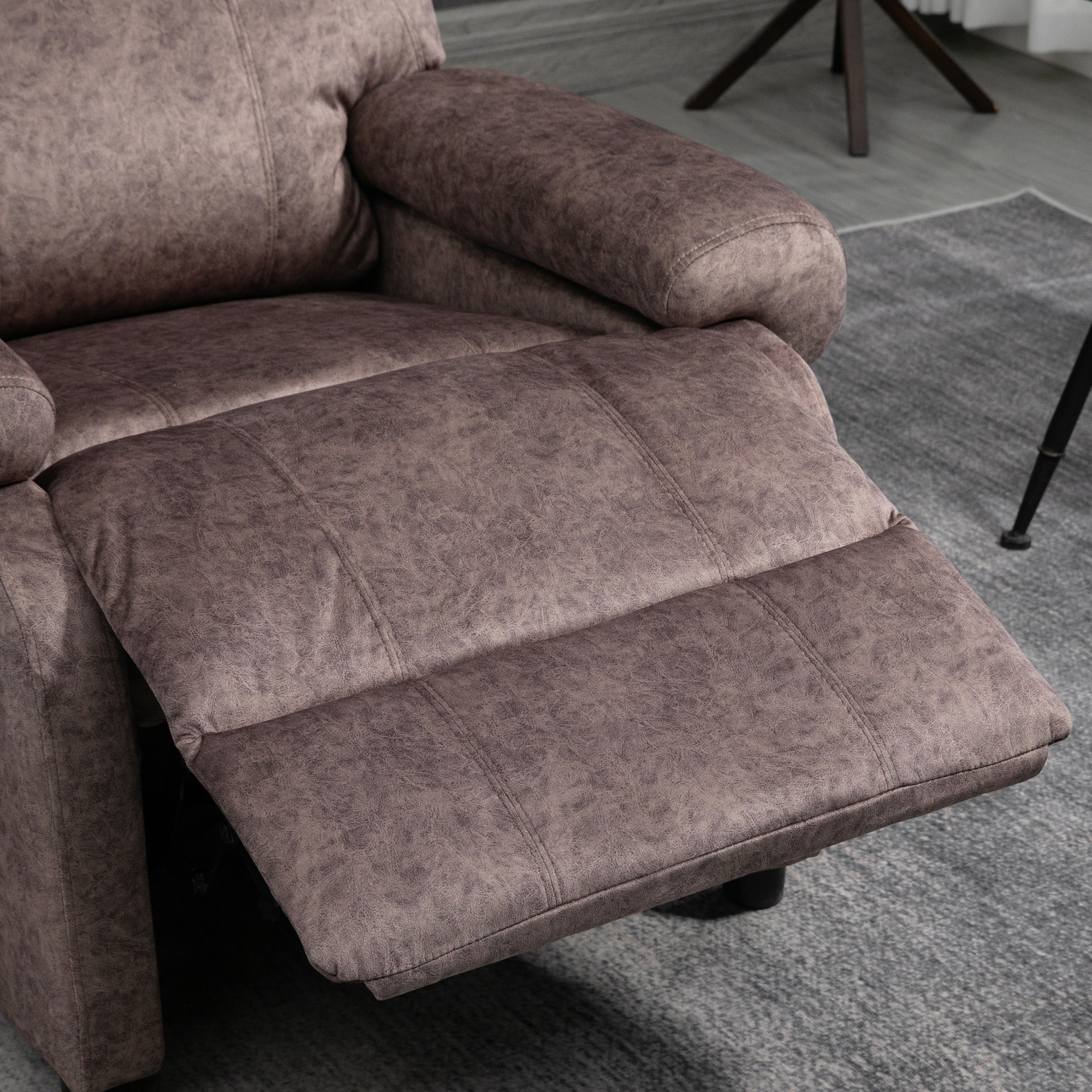Manual Reclining Relax Armchair in Fabric, Reclining Armchair with Removable Footrest and Side Pocket, Brown