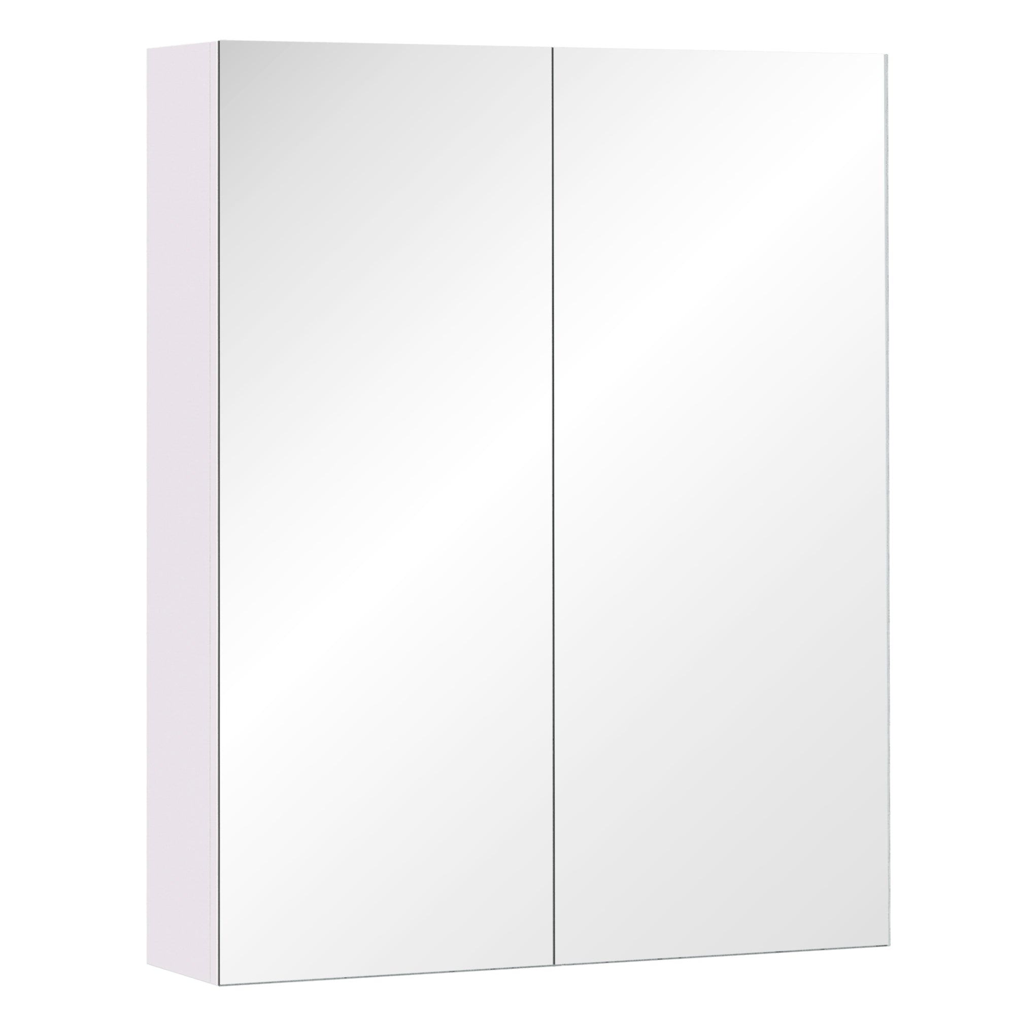 Wall-mounted bathroom cabinet with mirror, 60 x 75 cm, bathroom furniture, medicine cabinet with adjustable shelf, white