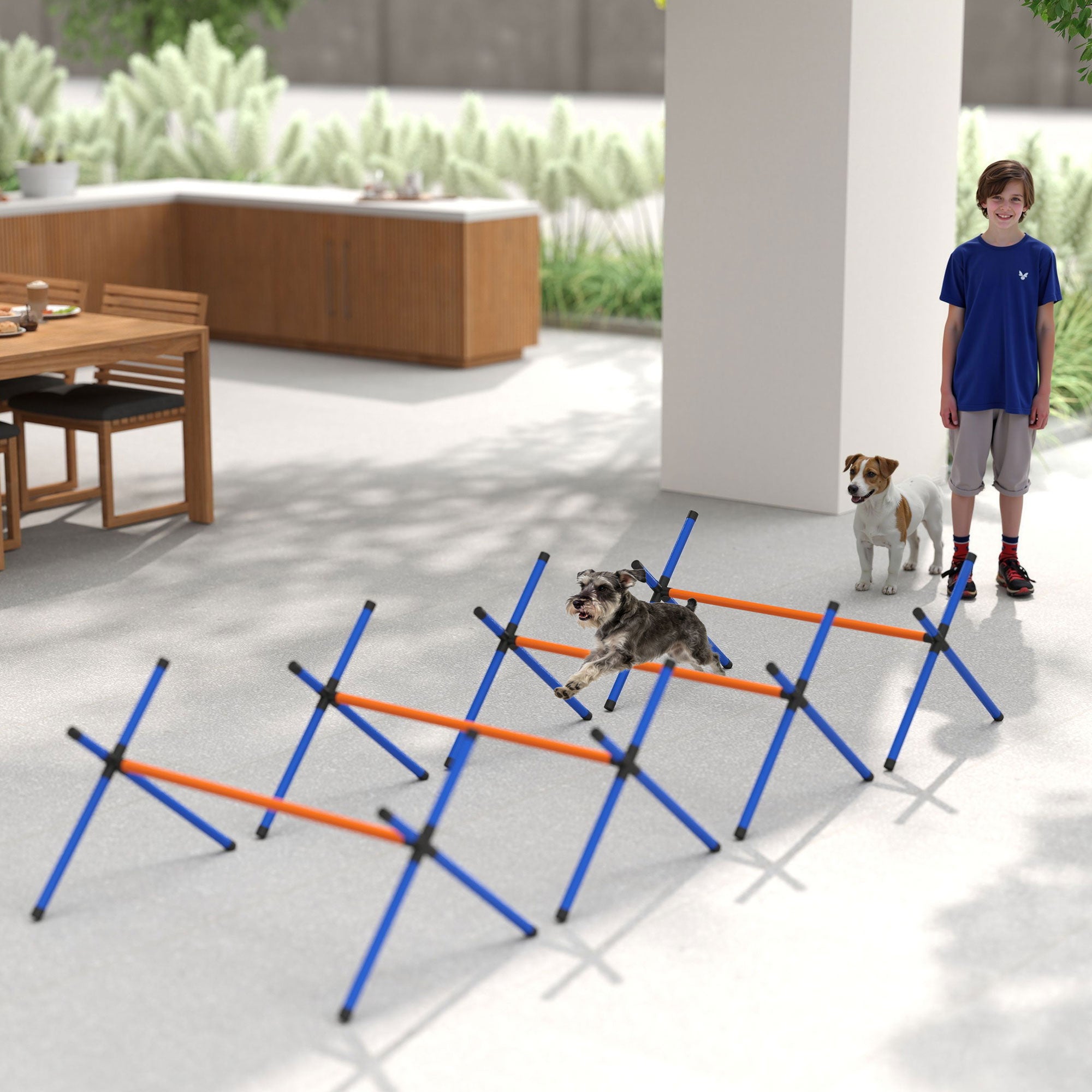 4-Piece Dog Agility Set — Adjustable Hurdles with Carry Bag, Portable Training Kit for Small Dogs