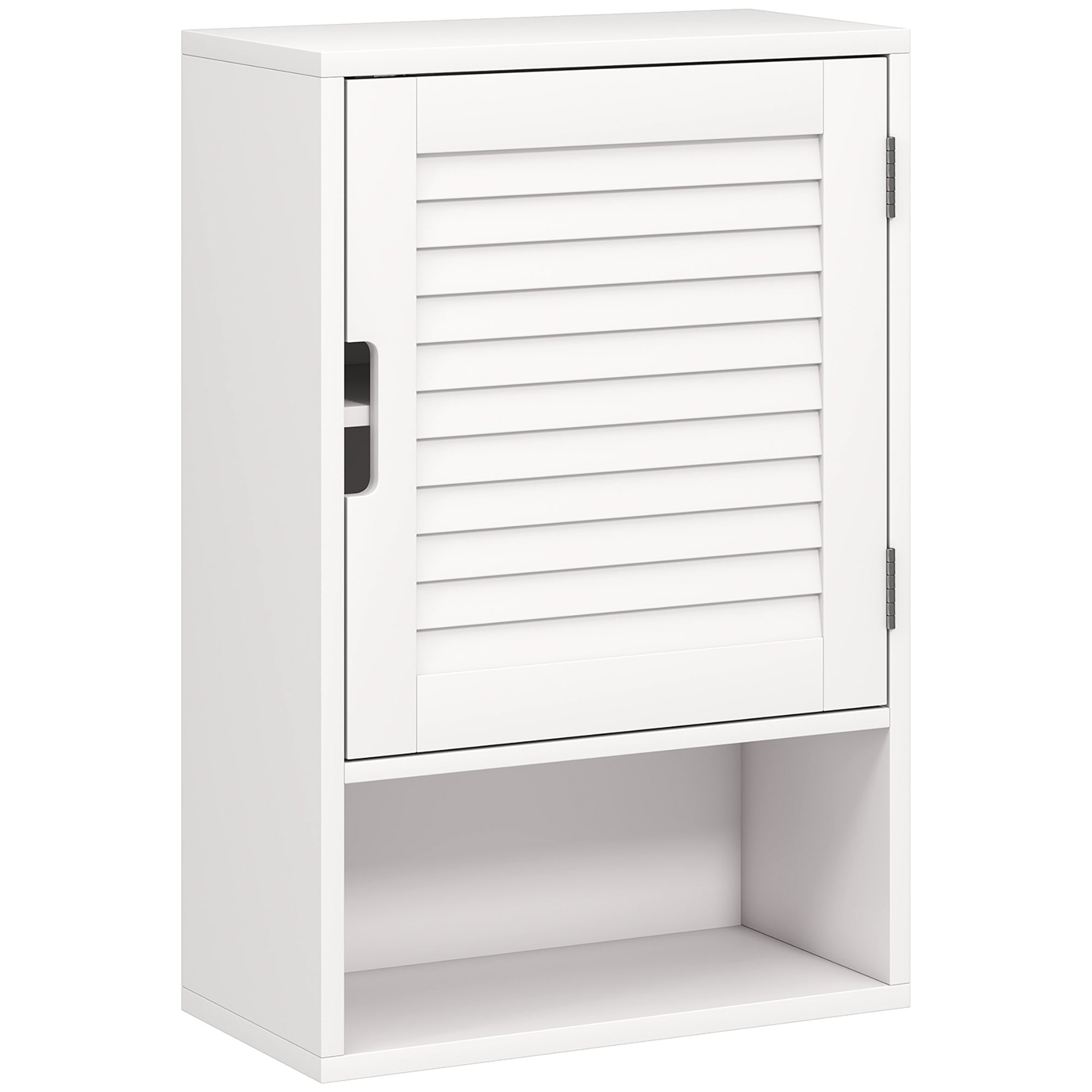 Wall-Mounted Bathroom Cabinet, Hanging Storage with Soft-Close Door, Adjustable Shelf & Open Compartment, 15.7 x 7.9 x 23.6 in, White