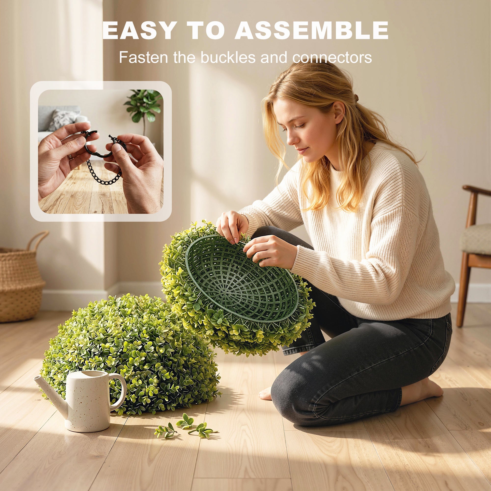 2-Pack Artificial Eucalyptus Topiary Balls Ø52 cm (20.5 in) – UV-Resistant Realistic Faux Plants for Home, Office, Garden, Patio – Decorative Gift