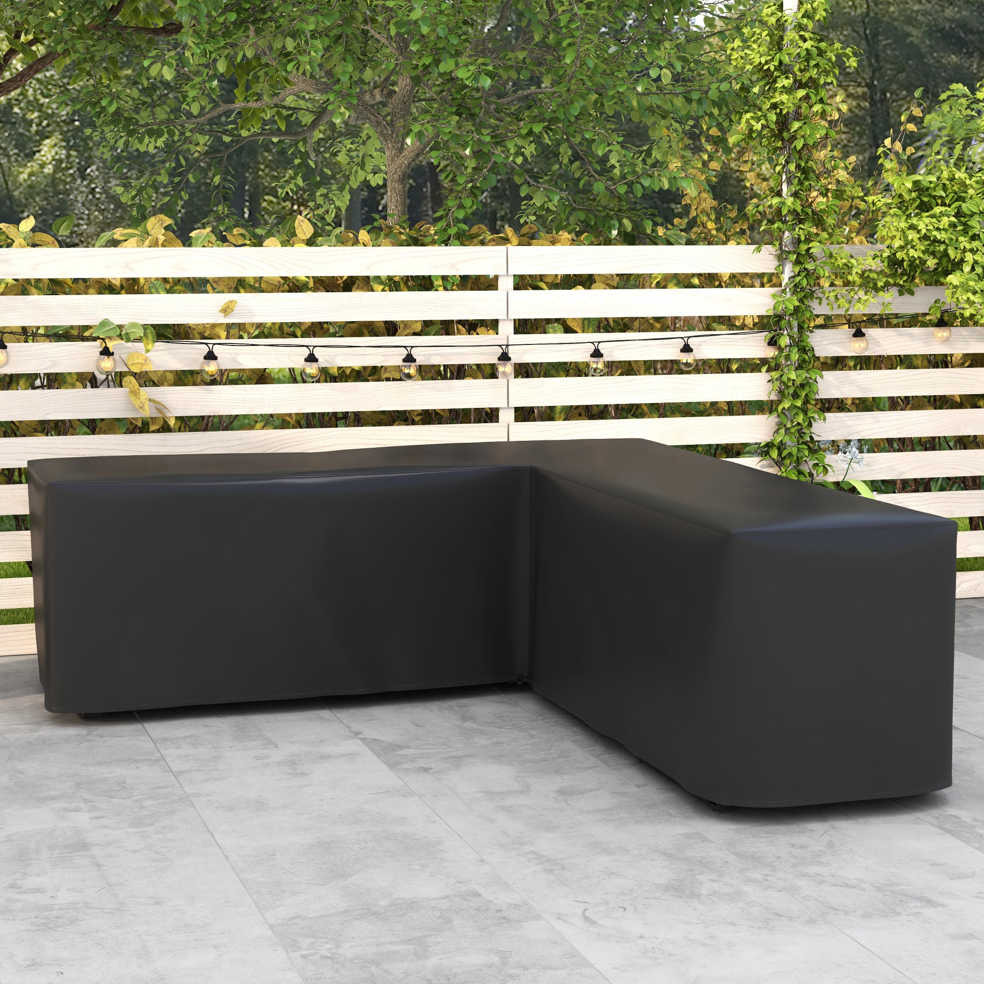 Waterproof Protective Cover Corner Garden Sofa 420D Oxford Fabric Outdoor Waterproof UV-resistant Cover 250W x 250D x 79H cm, Black