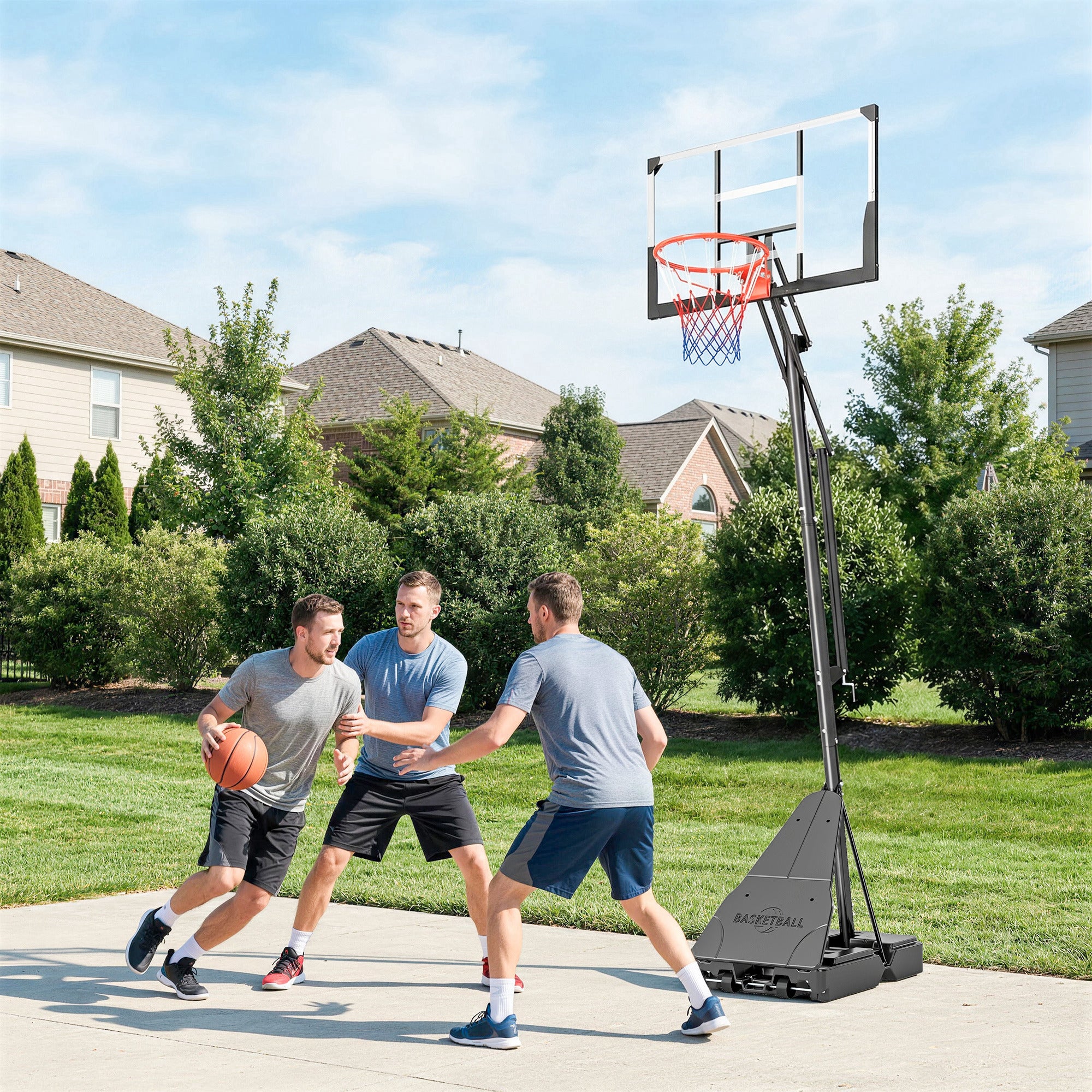 SPORTNOW Portable Outdoor Basketball Hoop — Adjustable Height 2.45–3.05 m (8.0–10.0 ft), Wheels, Fillable Base, Shatterproof Backboard & Ball-Return — For Teens & Adults