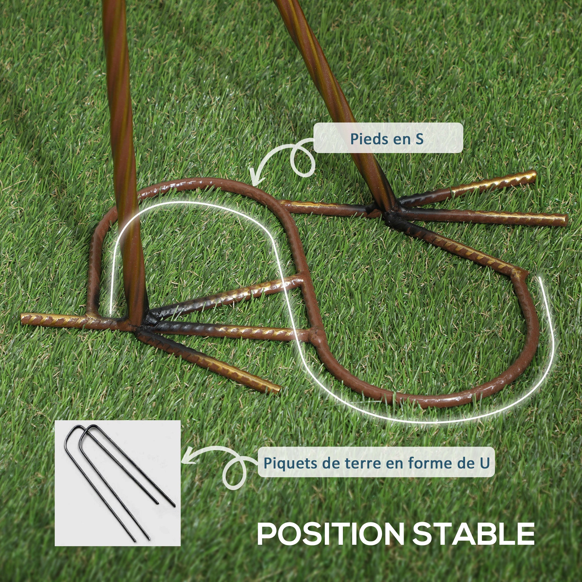 Garden Figurine, Heron Sculpture Made of Metal, Outdoor Garden Decoration 63 cm, for Pond, Patio, Terrace, Lawn, multicolor