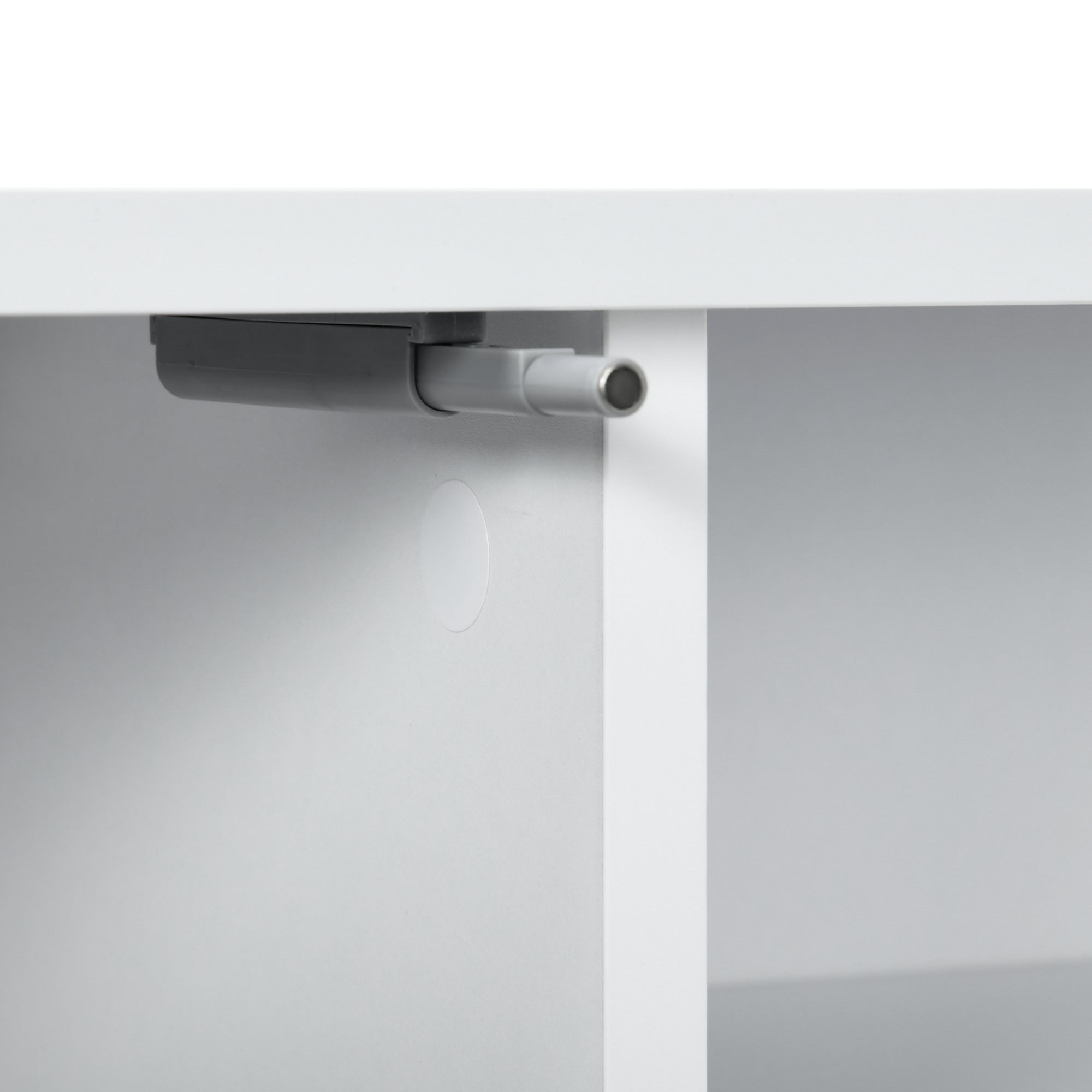 Wall-mounted TV bench in contemporary style - 2 cupboards 2 central niches and 2 cable management holes 140 x 30 x 30 cm white