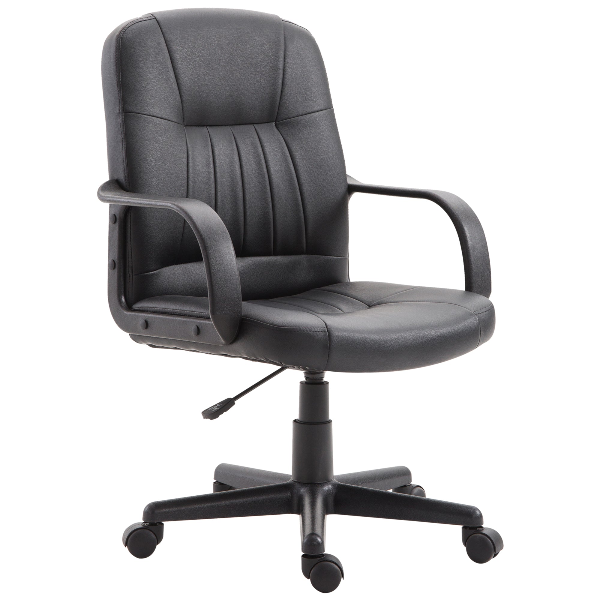Ergonomic and Swivel Office Chair, Office Armchair with Adjustable Height in Faux Leather 60x60x94-103cm Black