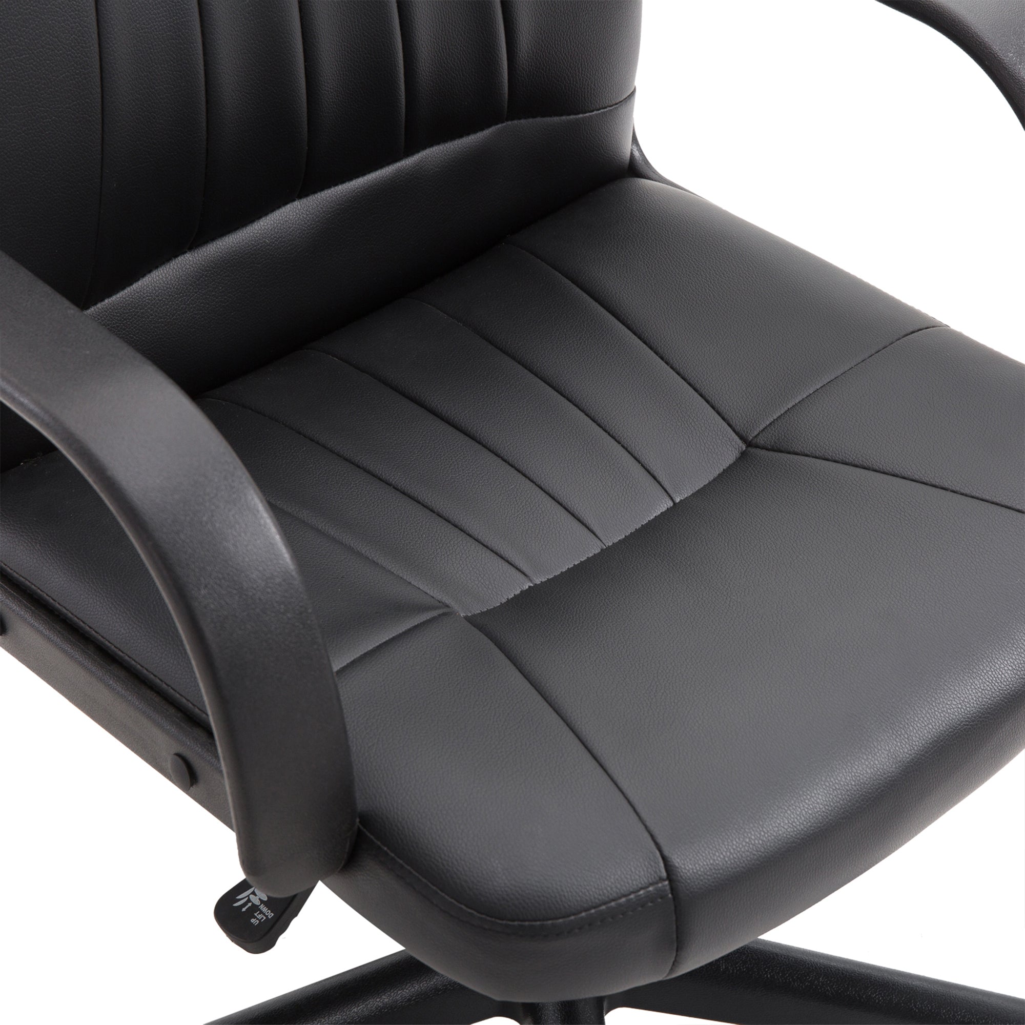 Ergonomic and Swivel Office Chair, Office Armchair with Adjustable Height in Faux Leather 60x60x94-103cm Black