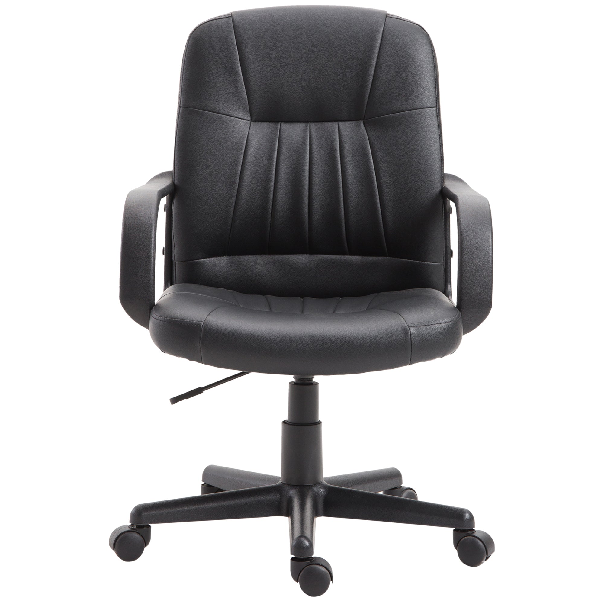 Ergonomic and Swivel Office Chair, Office Armchair with Adjustable Height in Faux Leather 60x60x94-103cm Black