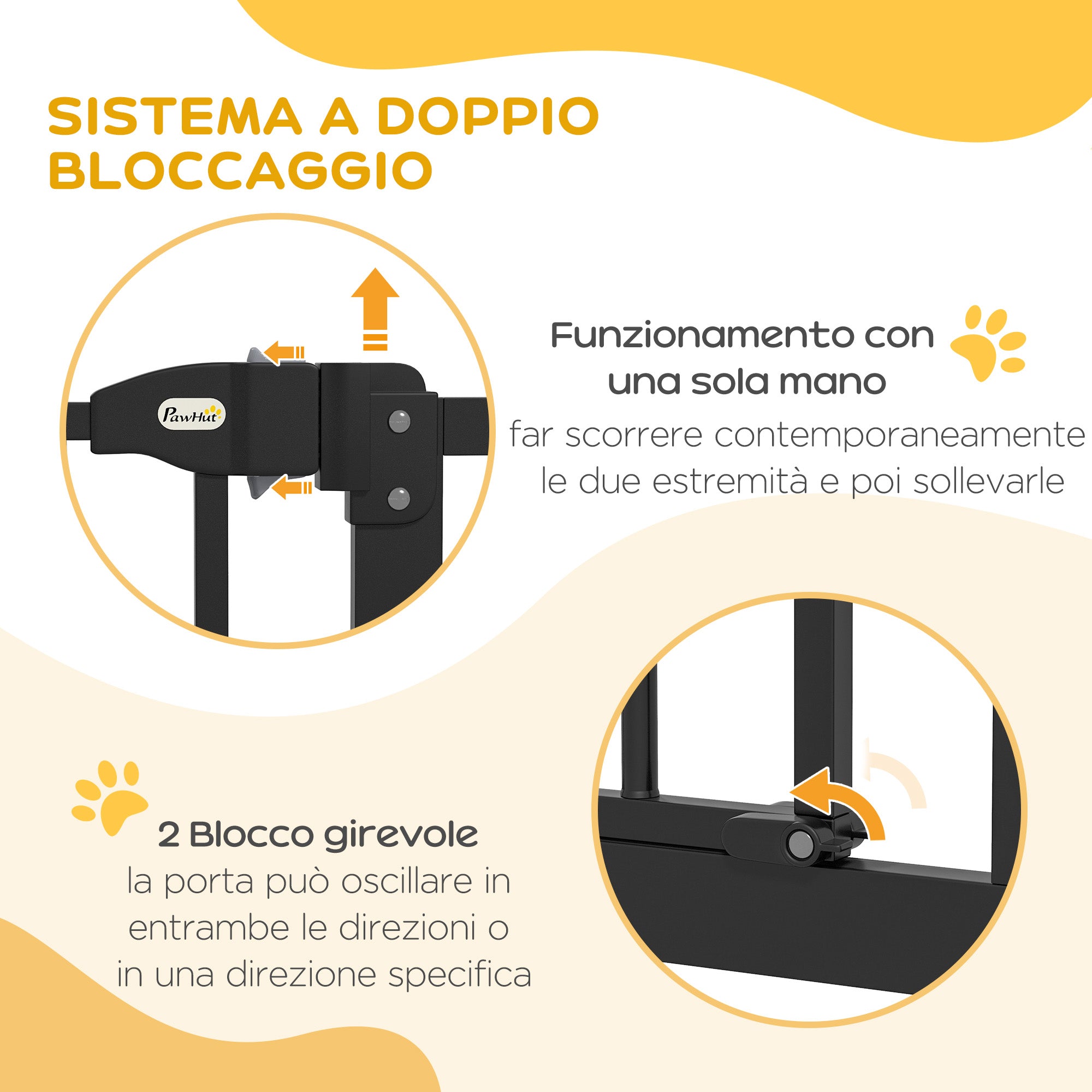 78 cm Indoor Dog Gate, Safety Dog Gate, Extendable Dog Barrier Gate 74-100 cm with Double Lock and Auto Close for Stairs and Door, Black