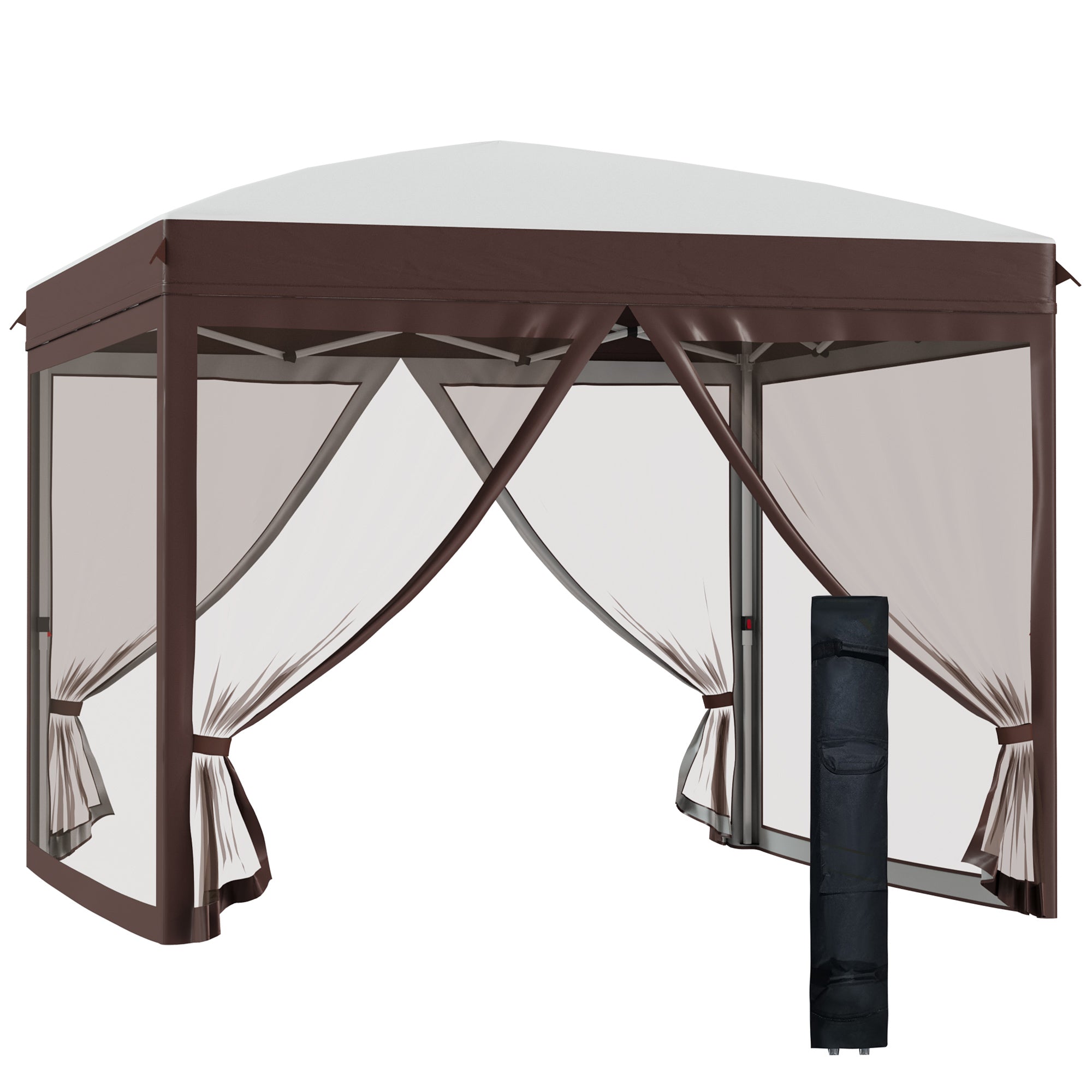 Pop-up Folding Garden Gazebo 3x3m with Mosquito Net and Wheels Carry Bag, UV50+, Cream Color