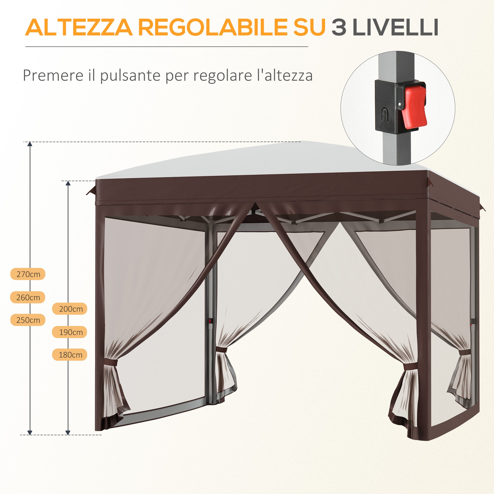 Pop-up Folding Garden Gazebo 3x3m with Mosquito Net and Wheels Carry Bag, UV50+, Cream Color