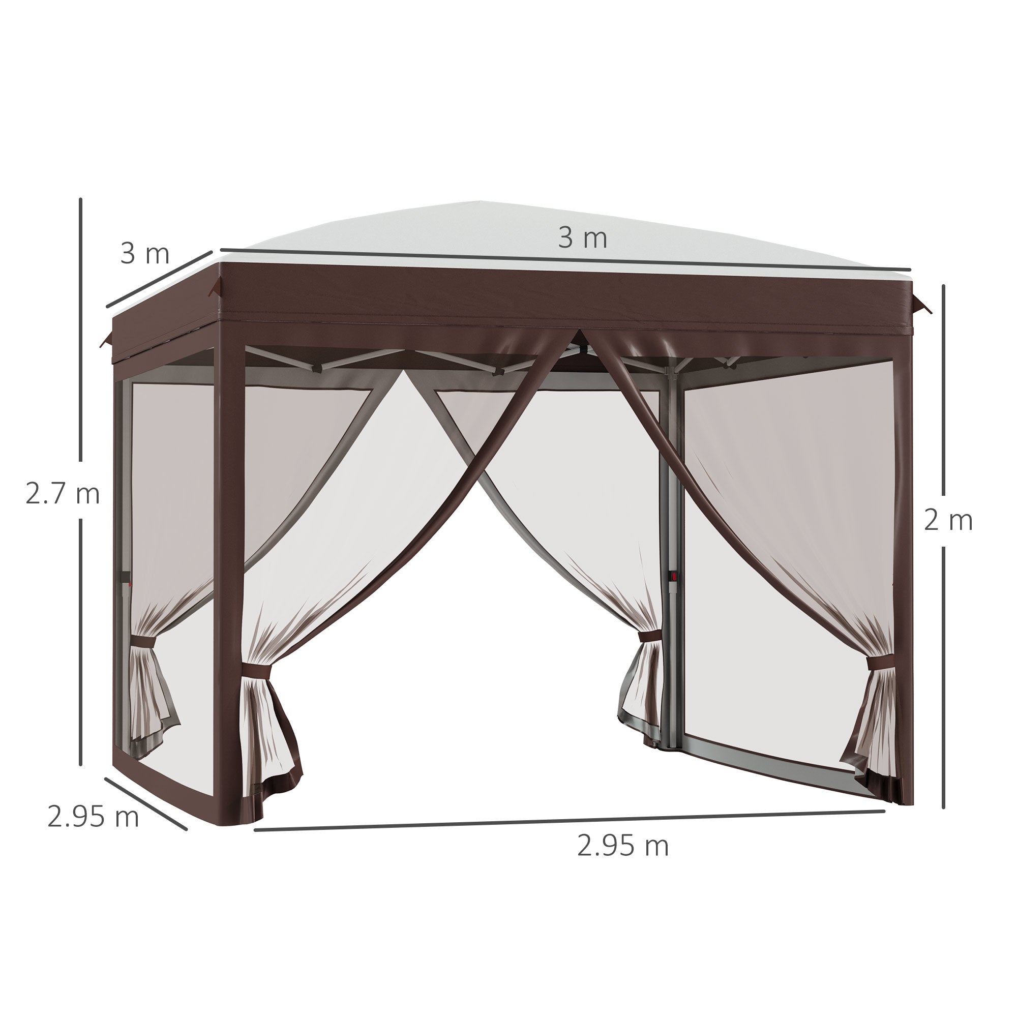 Pop-up Folding Garden Gazebo 3x3m with Mosquito Net and Wheels Carry Bag, UV50+, Cream Color