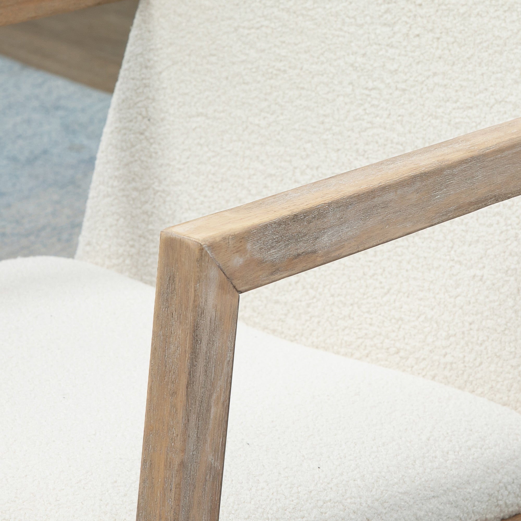 Rocking Chair with Wooden Frame Upholstered Relax Chair Armchair Lounge with Padded Seat Rubberwood Cream 60 x 81 x 71 cm