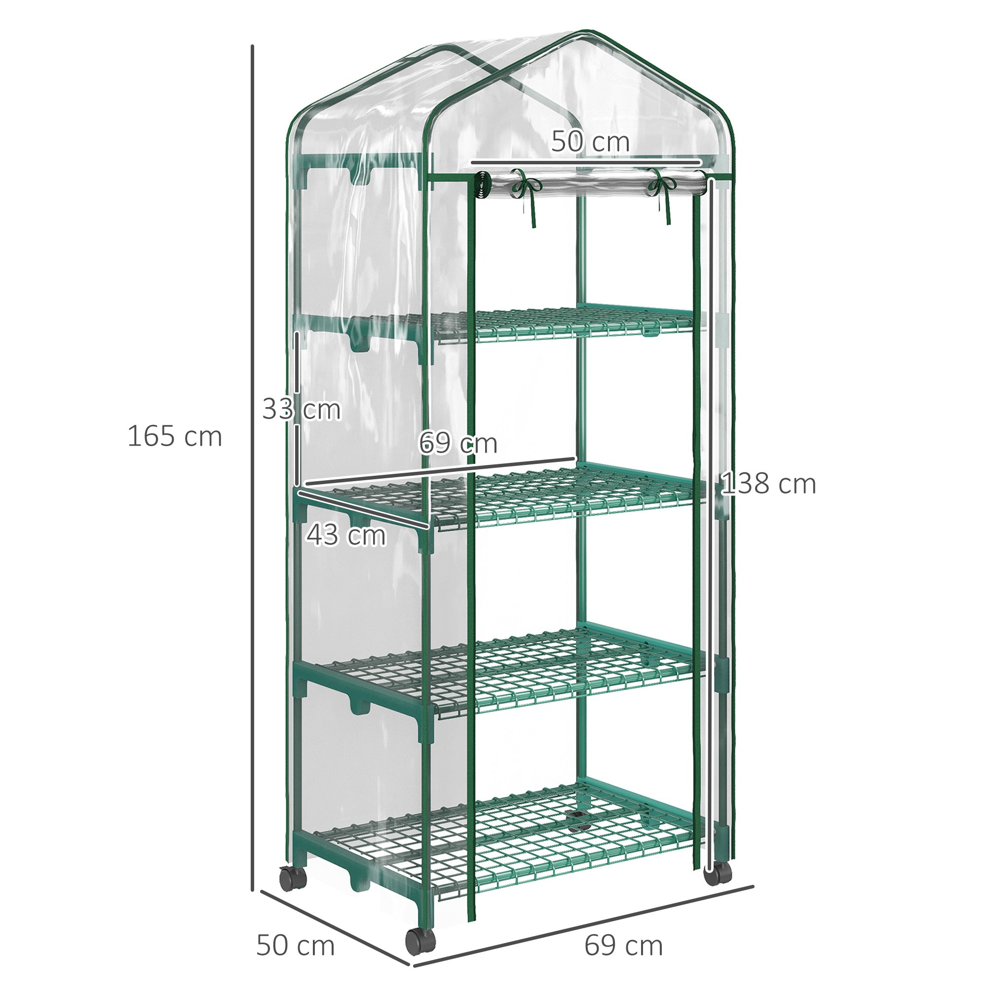 Greenhouse with Roll, Shelves, Winterproof Steel Greenhouse, Greenhouse for Balcony, Garden, Tomato House 69 x 50 x 165 cm, Tomato Greenhouse for Tomatoes, Flowers, Plants Transparent