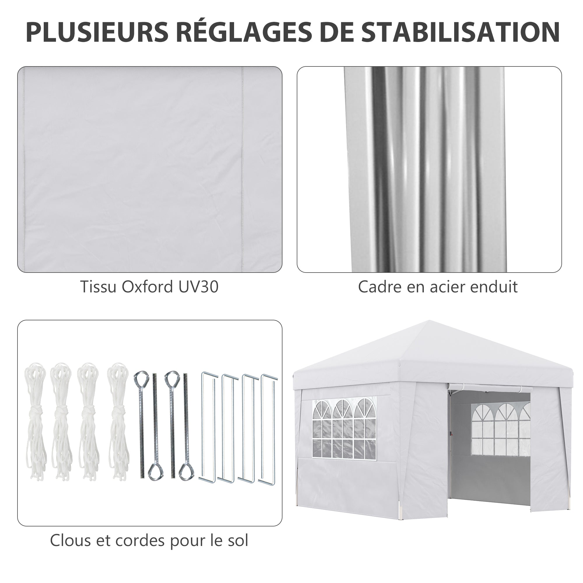 Pop-Up Folding Garden Gazebo Marquee Event Tent 3 x 3m Anti-UV 30+ with Windows Side Panels White Carry Bag