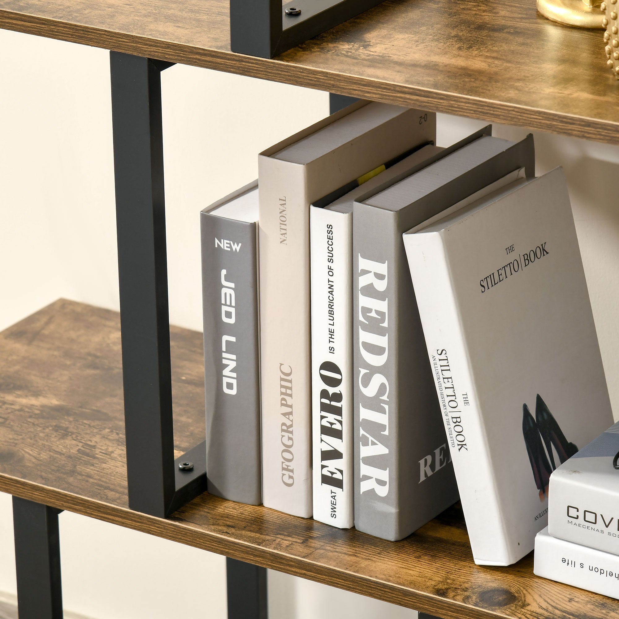 Industrial Style Staircase 5-Shelf Bookcase Room Divider 102 x 30 x 160 cm Rustic Brown