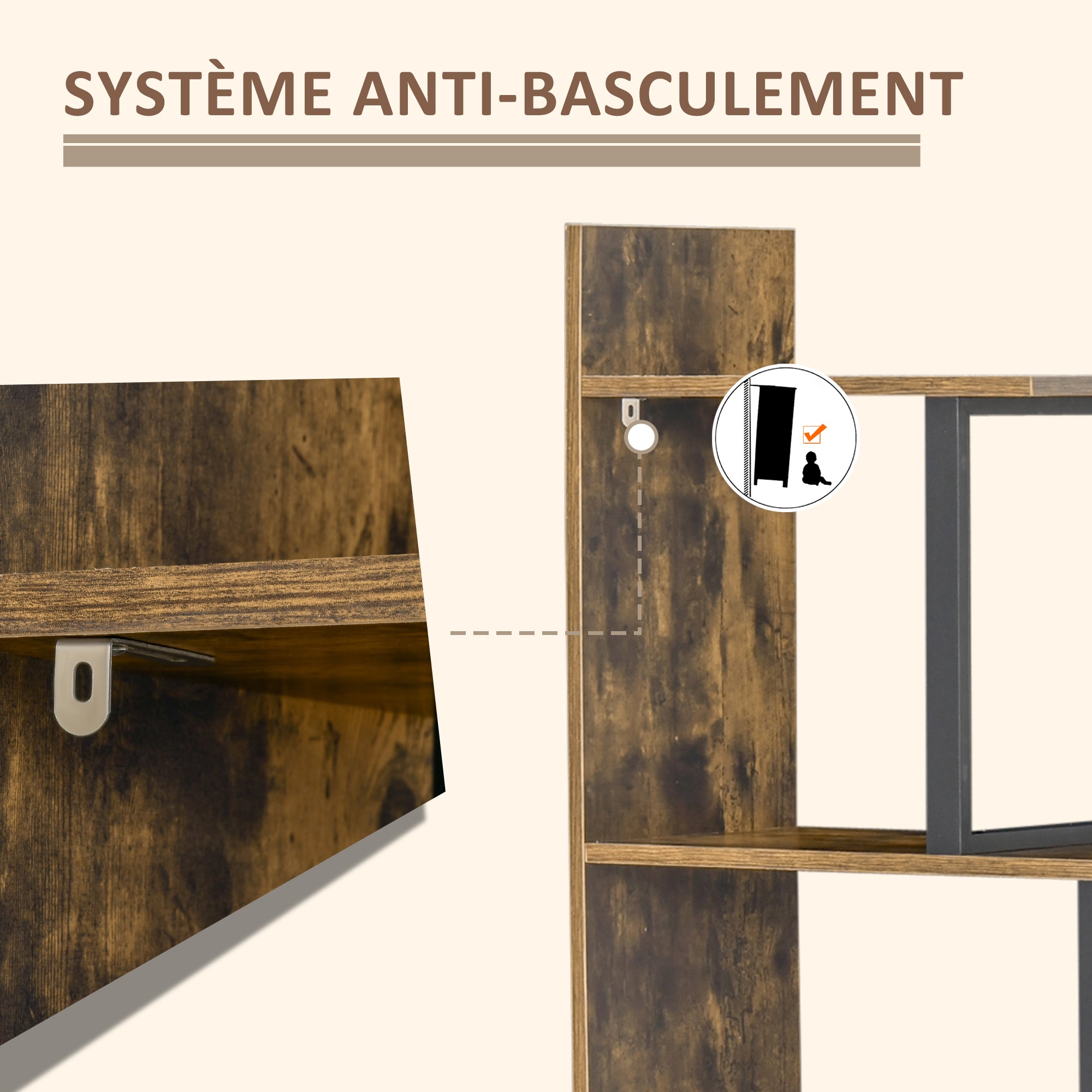 Industrial Style Staircase 5-Shelf Bookcase Room Divider 102 x 30 x 160 cm Rustic Brown