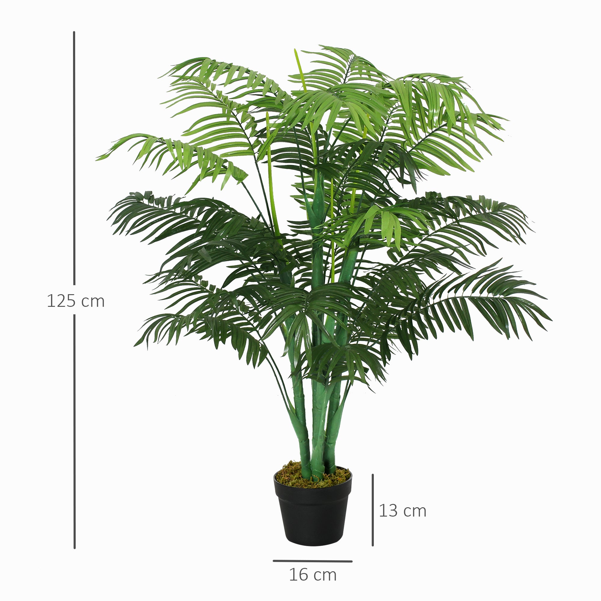 Artificial Palm Tree 125 cm (49 in) – Pre-Potted Faux Palm with 18 Realistic Fronds for Living Room, Balcony, Office