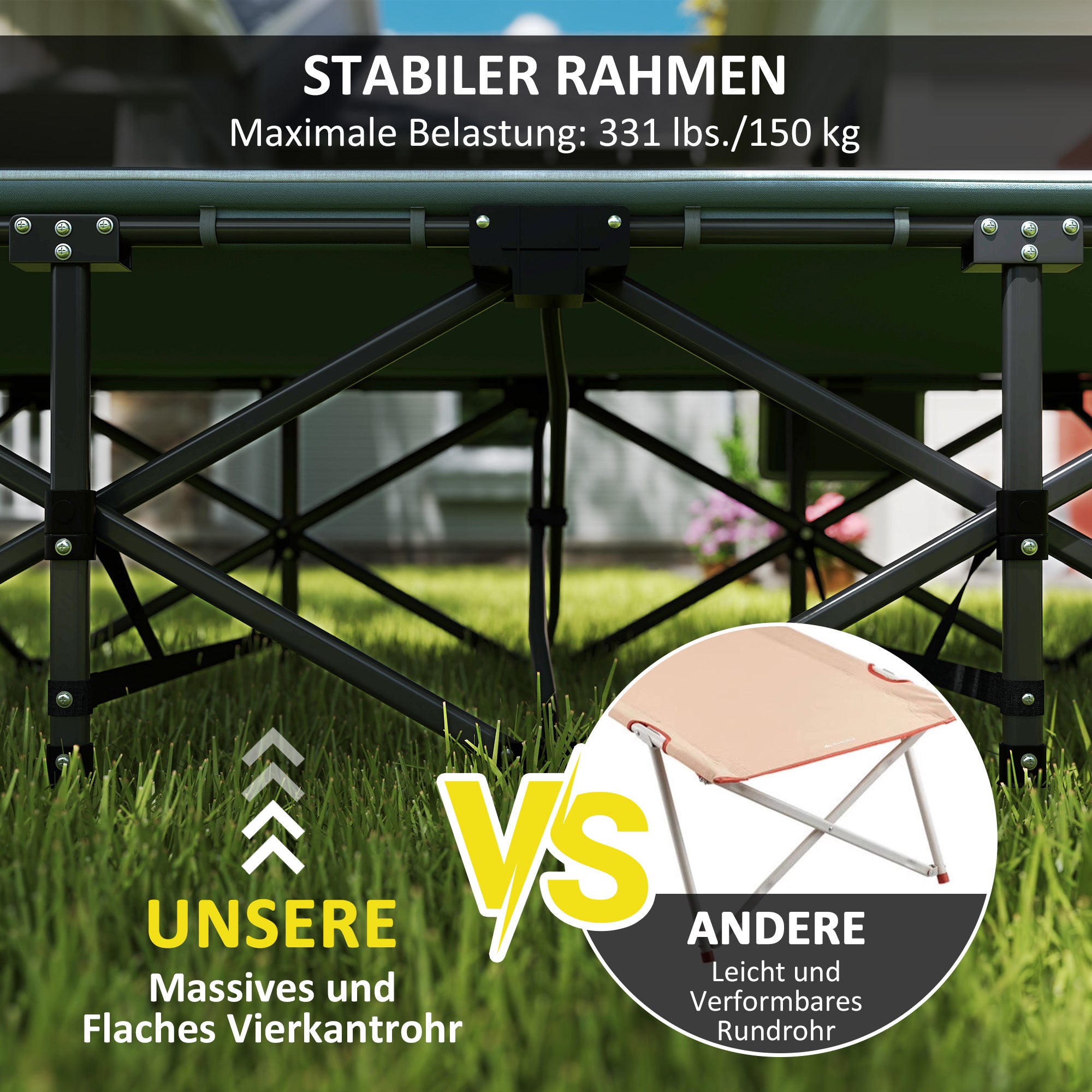 Foldable Camping Cot with Mattress Pillow Side Pocket 187 x 67 x 37 cm Guest Bed up to 150 kg Camping Cot for Adults Folding Bed for Outdoor, Garden Camping Travel Gray