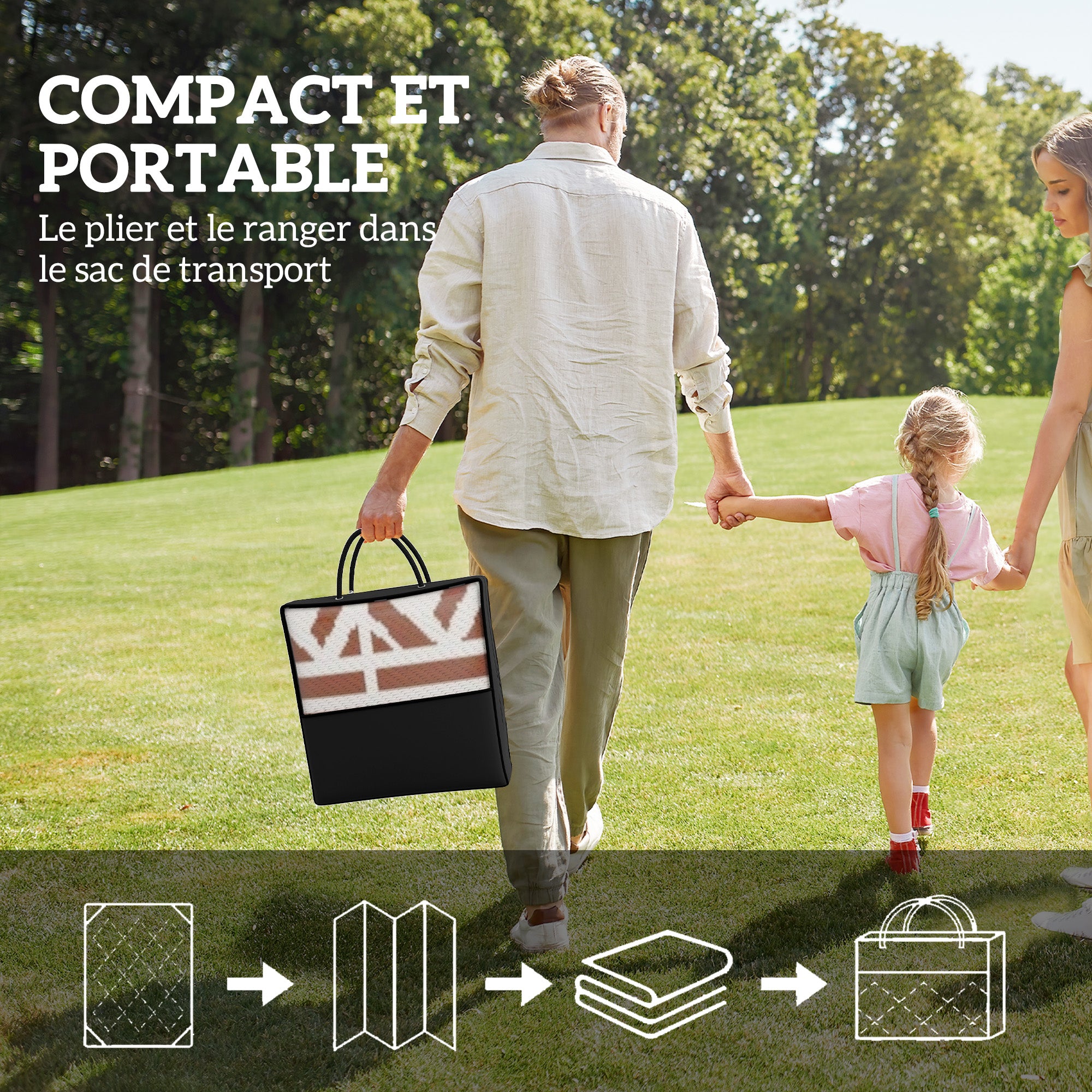 Reversible Outdoor Rug 1.8 x 2.7 m, weather-resistant PP geometric wall pattern floor mat, includes carry bag, outdoor terrace rug, red and white