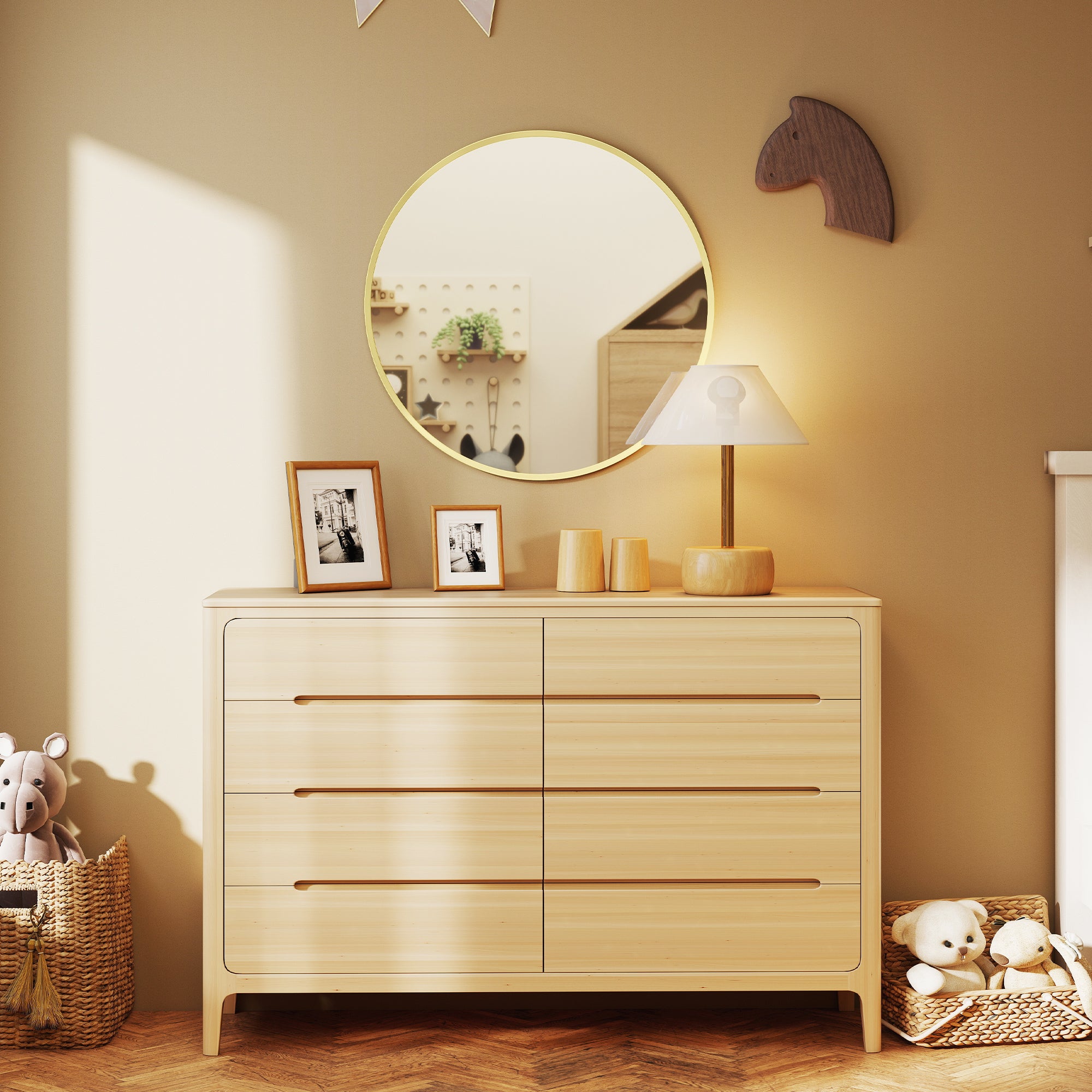 Round Wall Mirror, 24 in (61 cm) Diameter – Gold Aluminum Alloy Frame, Decorative Mirror for Bathroom, Living Room, Bedroom