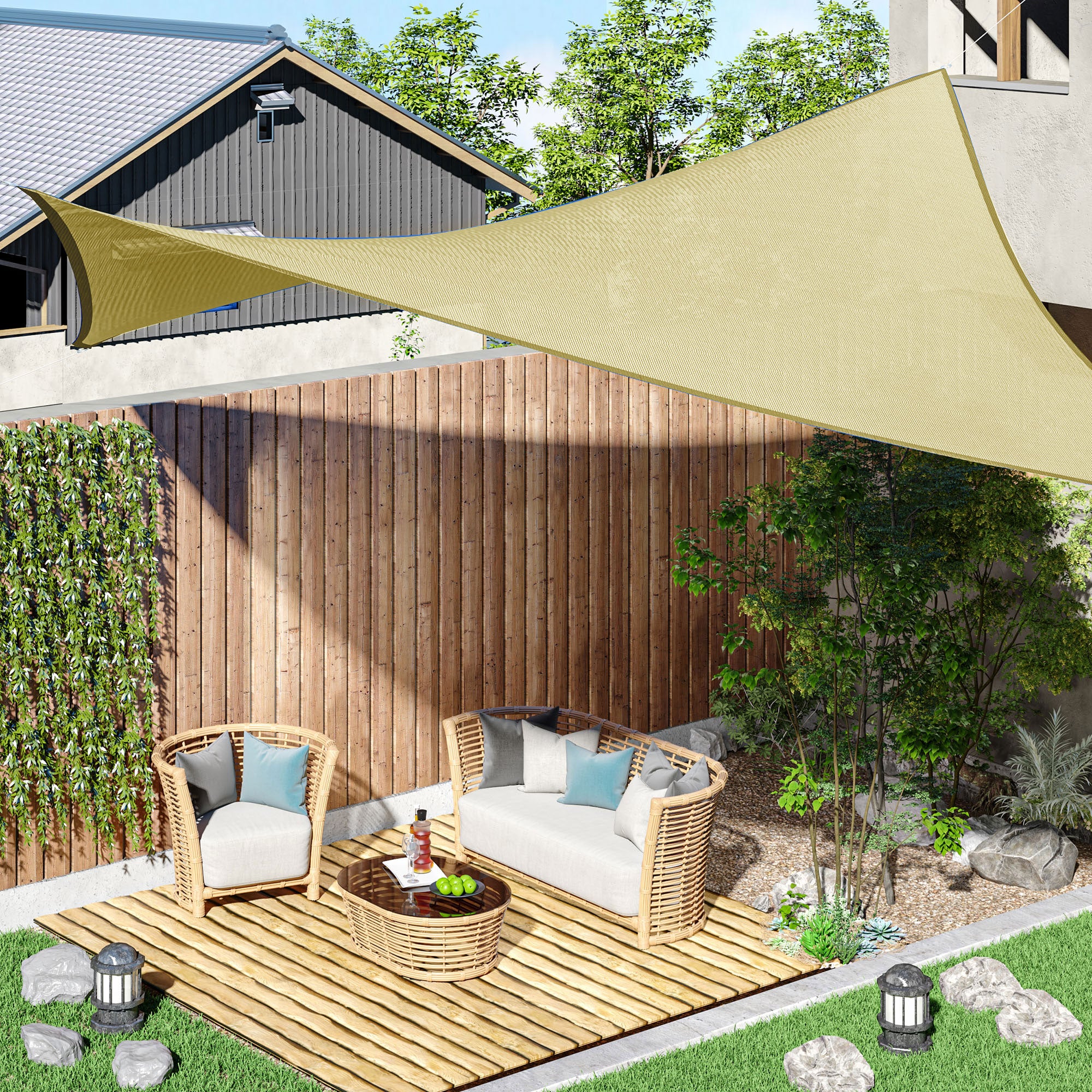 - Rectangular Sail Canopy (various sizes and colors), size 3x4m, color sand