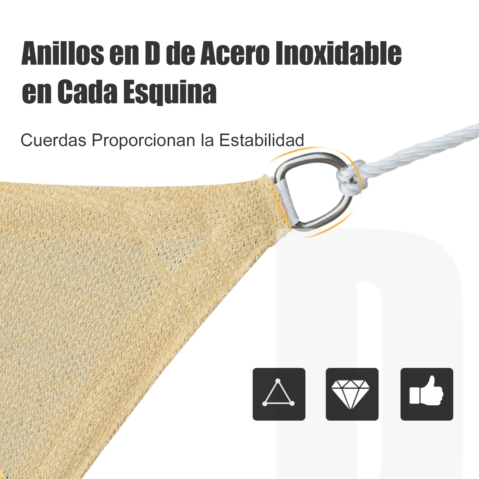 - Rectangular Sail Canopy (various sizes and colors), size 3x4m, color sand