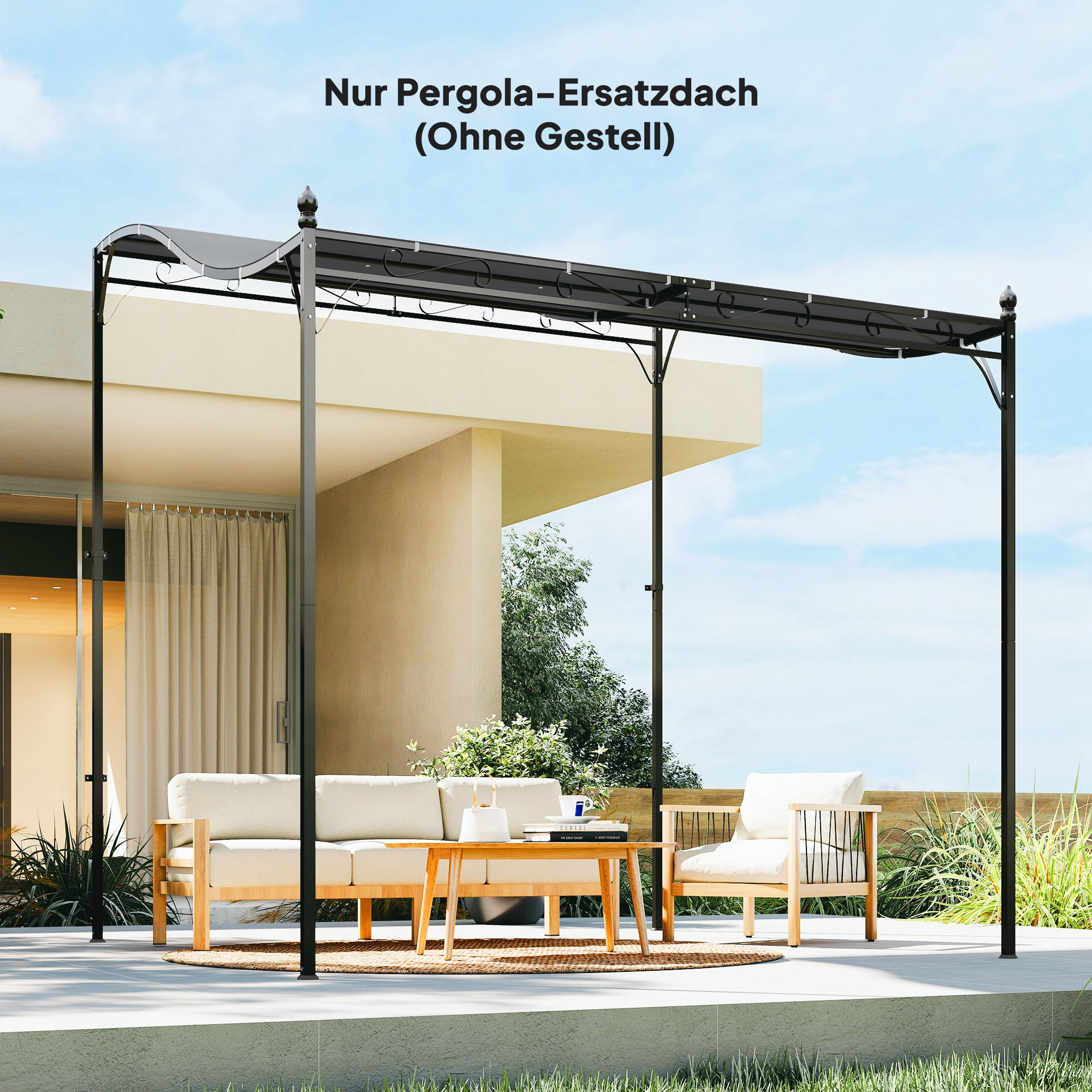 Replacement Pergola Canopy, 298 x 293 cm (9.8 x 9.6 ft) Sun Sail for 3 x 3 m Pavilion — Dark Gray