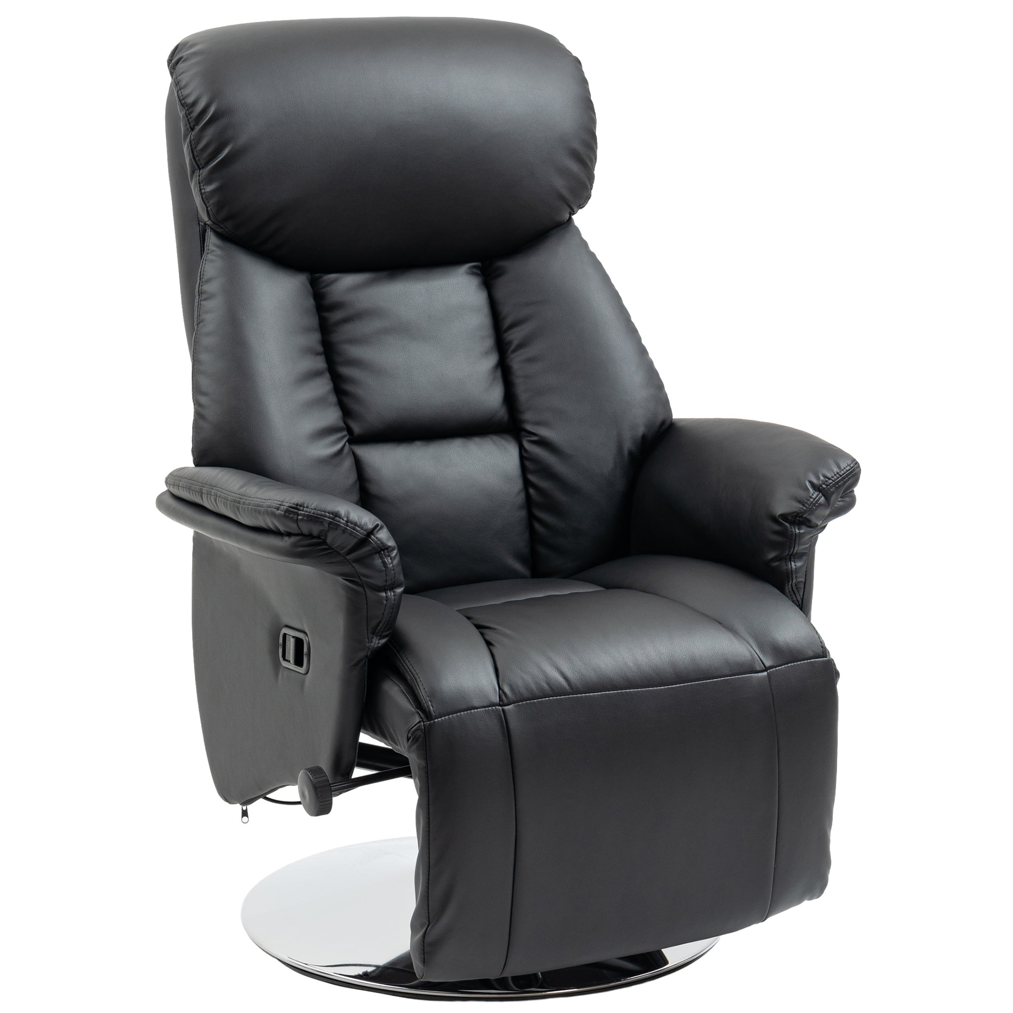 Reclining Chair Swivel TV Armchair with Reclining Function, Footrest, TV Chair up to 150 kg Load Capacity, for Living Room, Faux Leather, Black