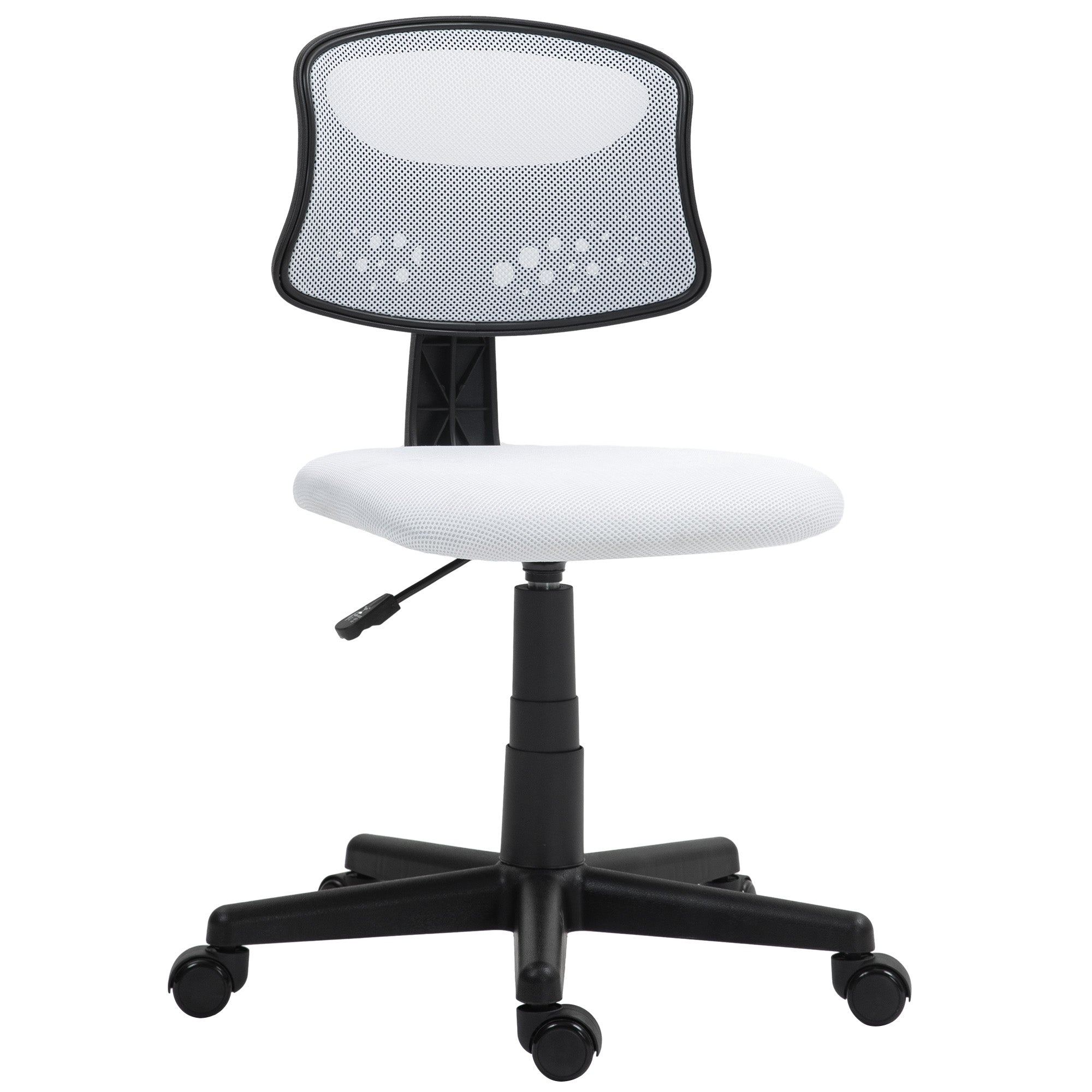 Armless Ergonomic Office Chair Mesh Back Swivel Desk Chair Adjustable Height Office Chair 120 kg Load Capacity White