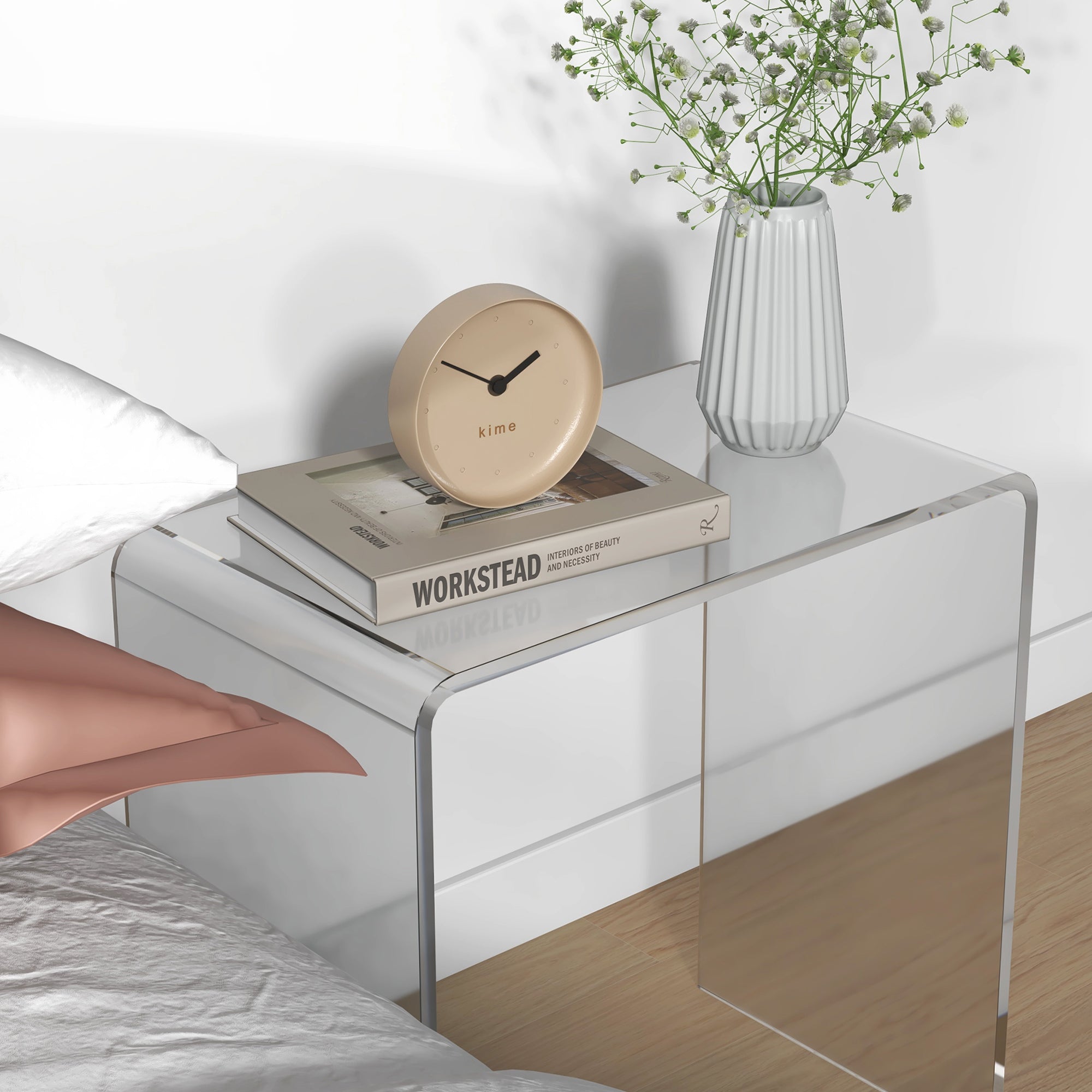 U-Shaped Acrylic Coffee Table, Modern Table with Smooth Edges and Rounded Corners, 53.5x30.5x53.5 cm, Transparent