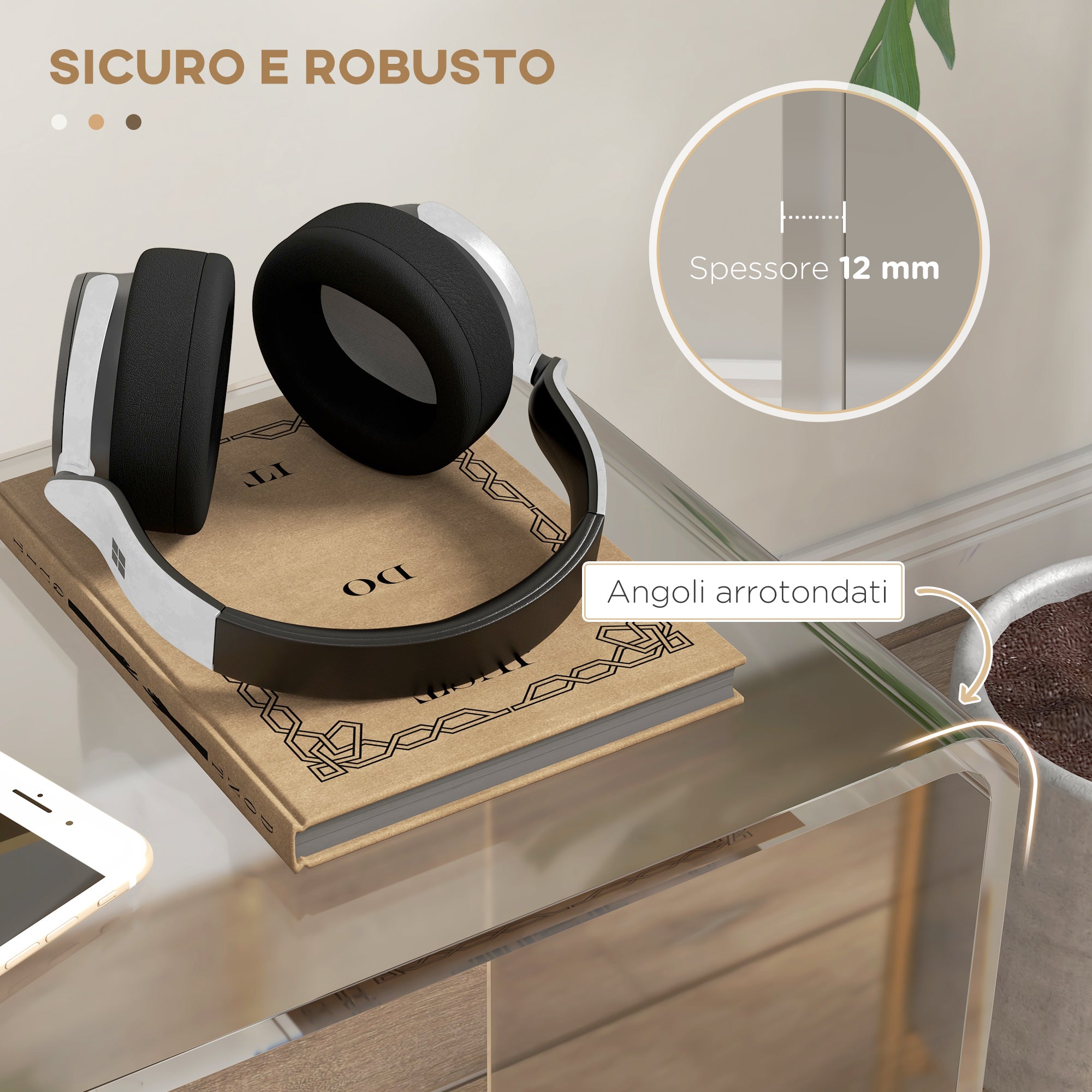 U-Shaped Acrylic Coffee Table, Modern Table with Smooth Edges and Rounded Corners, 53.5x30.5x53.5 cm, Transparent