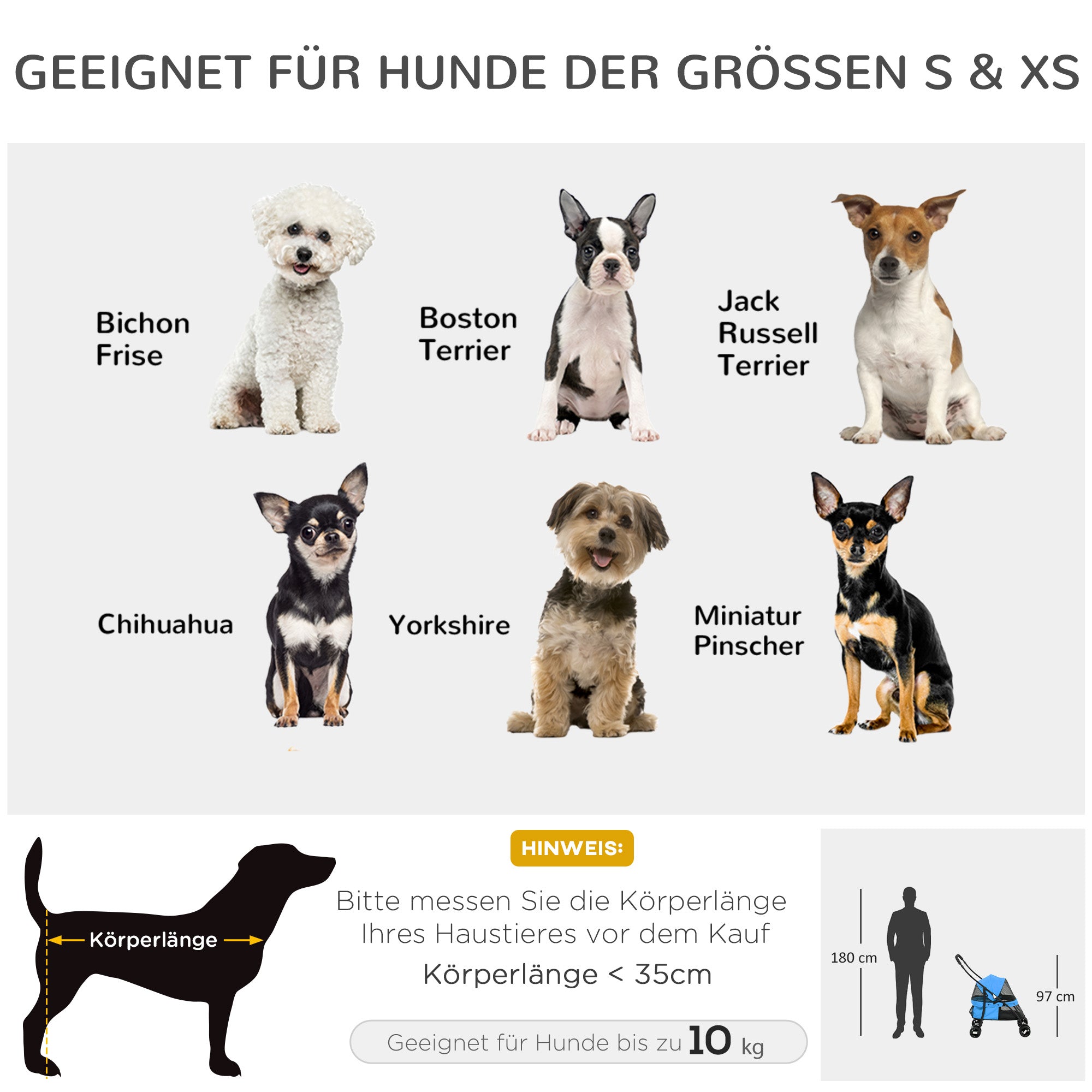 Dog Stroller Pet Pram with Cushion Mesh Window, Foldable Cat Carriage Up to 10 kg with 2 Safety Leashes, Dog Trolley, Oxford Fabric, Blue