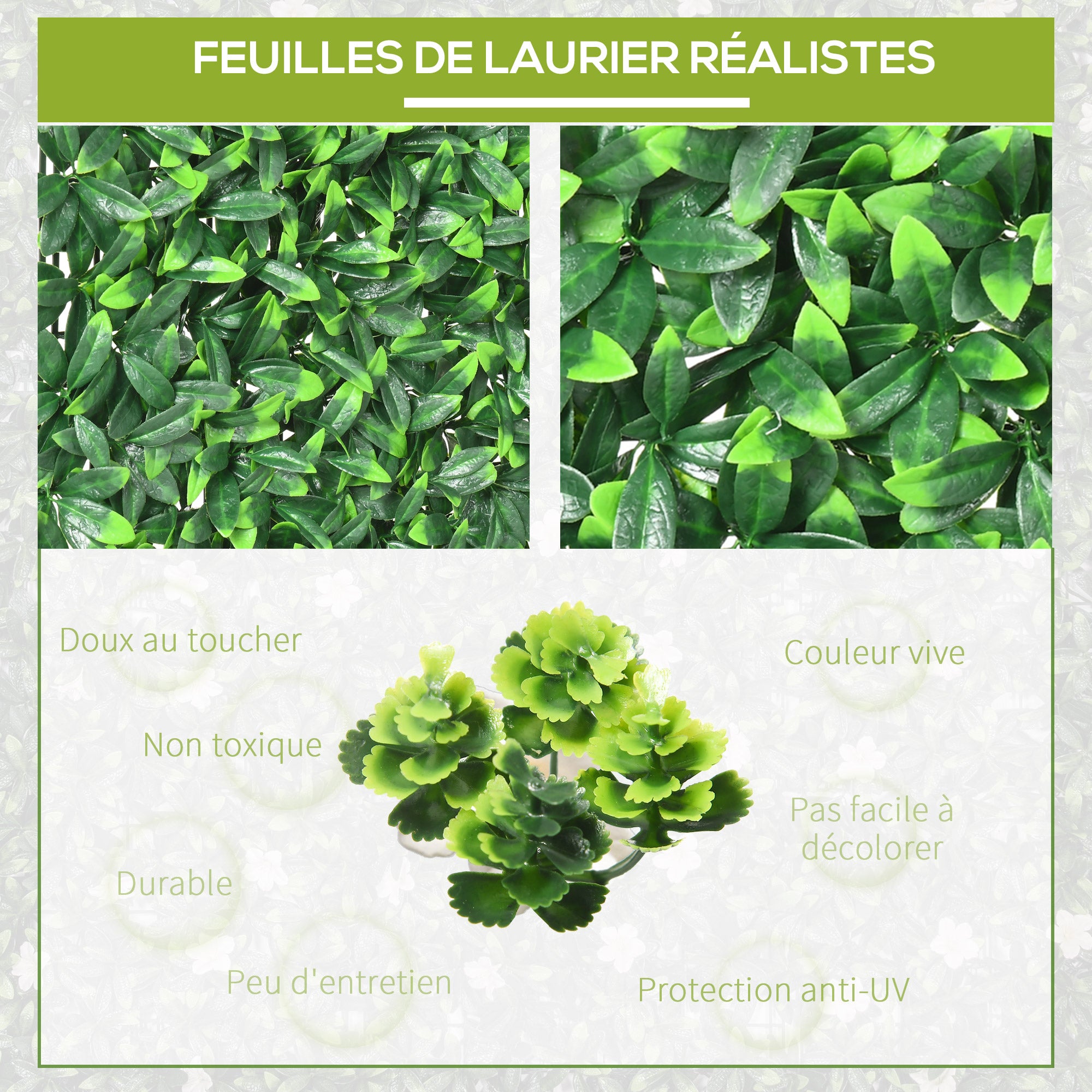 Artificial Laurel Hedge Privacy Wall Covering 12 Panels 50 x 50 cm Expandable Grid Realistic PE Green Foliage