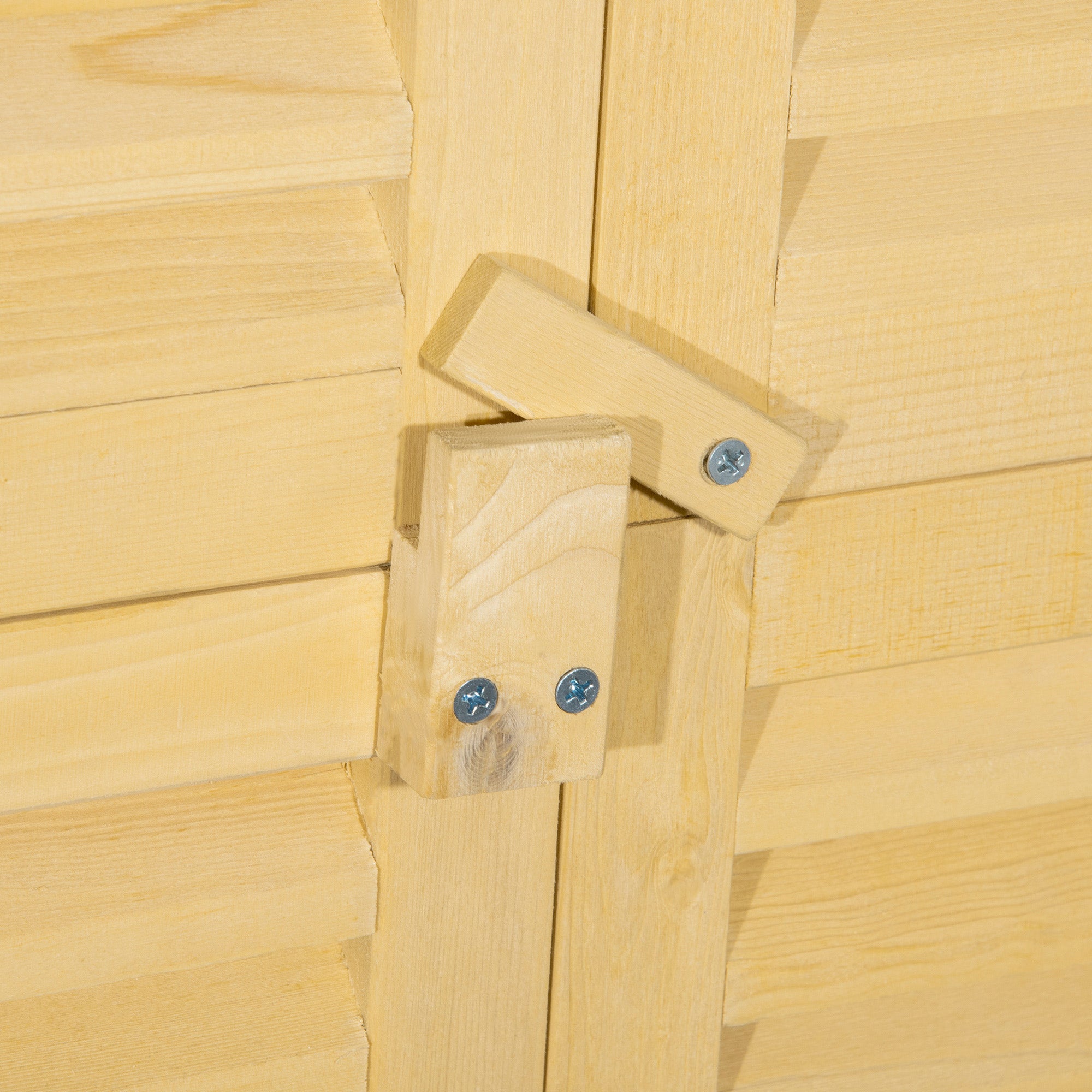 Wooden Garden Tool Shed in Fir and Pine Wood with 4 Compartments, Outdoor Garden Tool Storage Cabinet with Waterproof Roof, 87x46.5x160cm, Wood Color