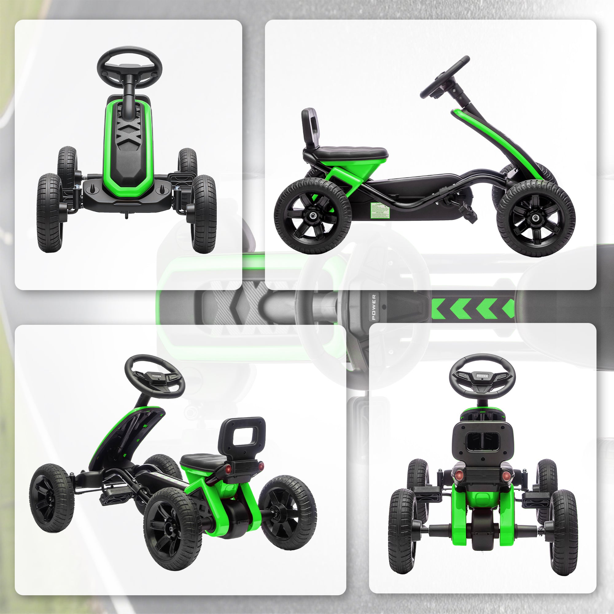 Pedal Kart — EVA Anti-Slip Wheels, Metal Frame, 66 lb Capacity, Ages 2–5, Green