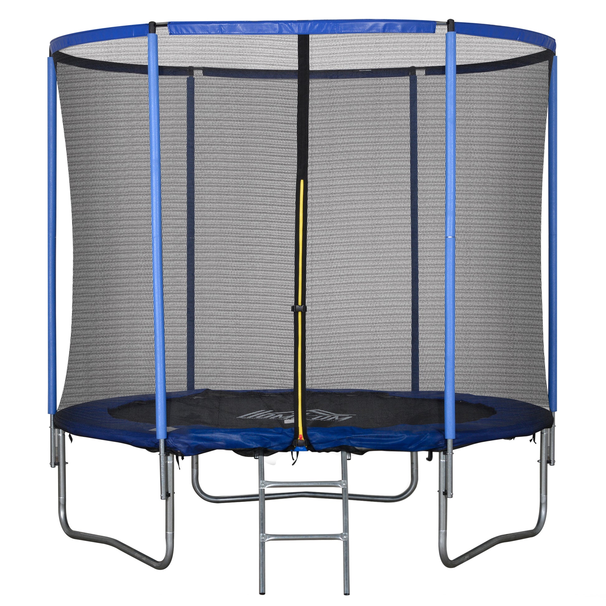 Outdoor Trampoline, Elastic Mat for Children and Adults for Garden with Safety Net, Ladder, and Padded Edge, Garden and Home Games, Ø244x240cm, Blue and Black