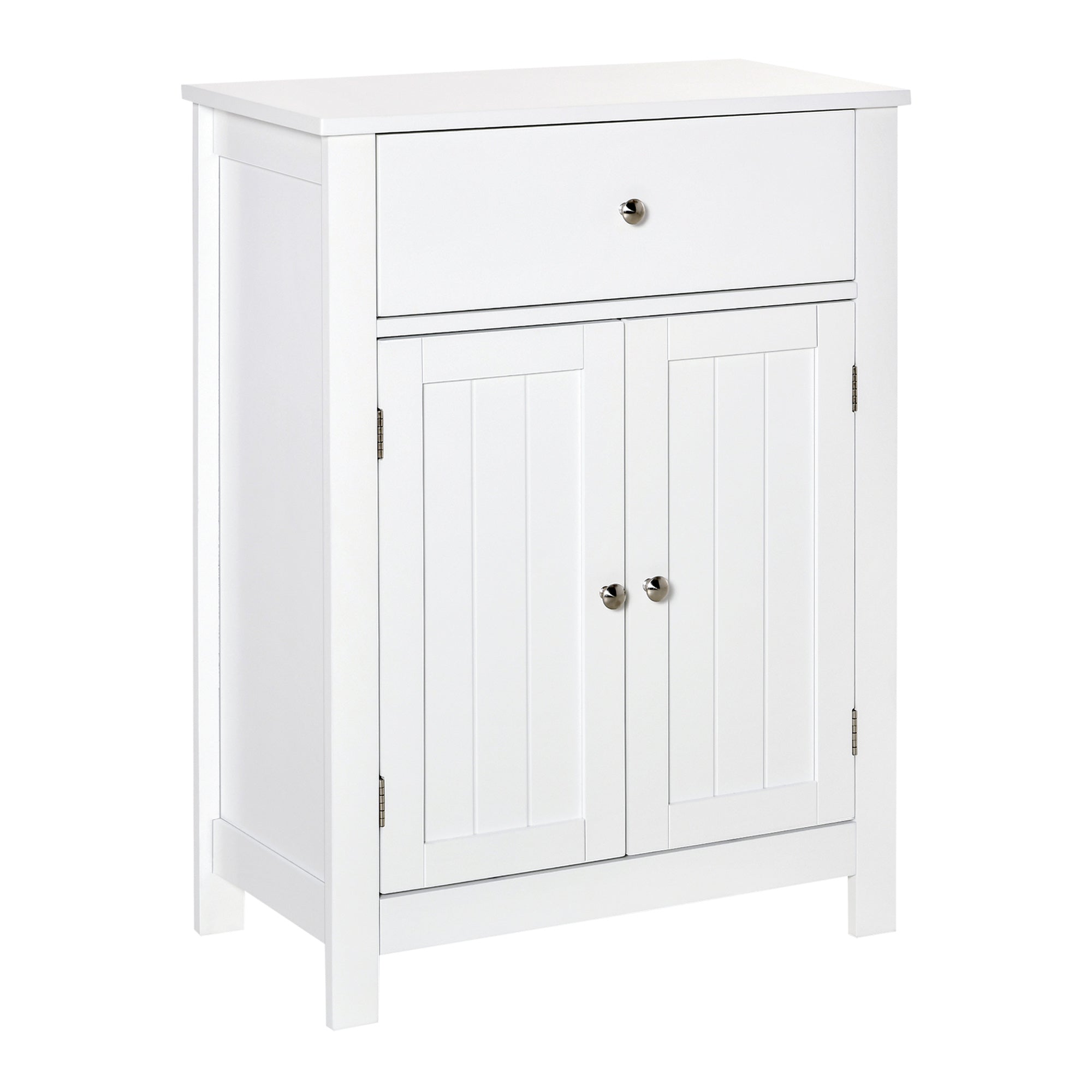 Bathroom Cabinet with 1 Drawer 2 Doors and Adjustable Interior Shelf Storage Auxiliary Furniture Multifunctional for Living Room Kitchen Anti-tip 60x30x80 cm White