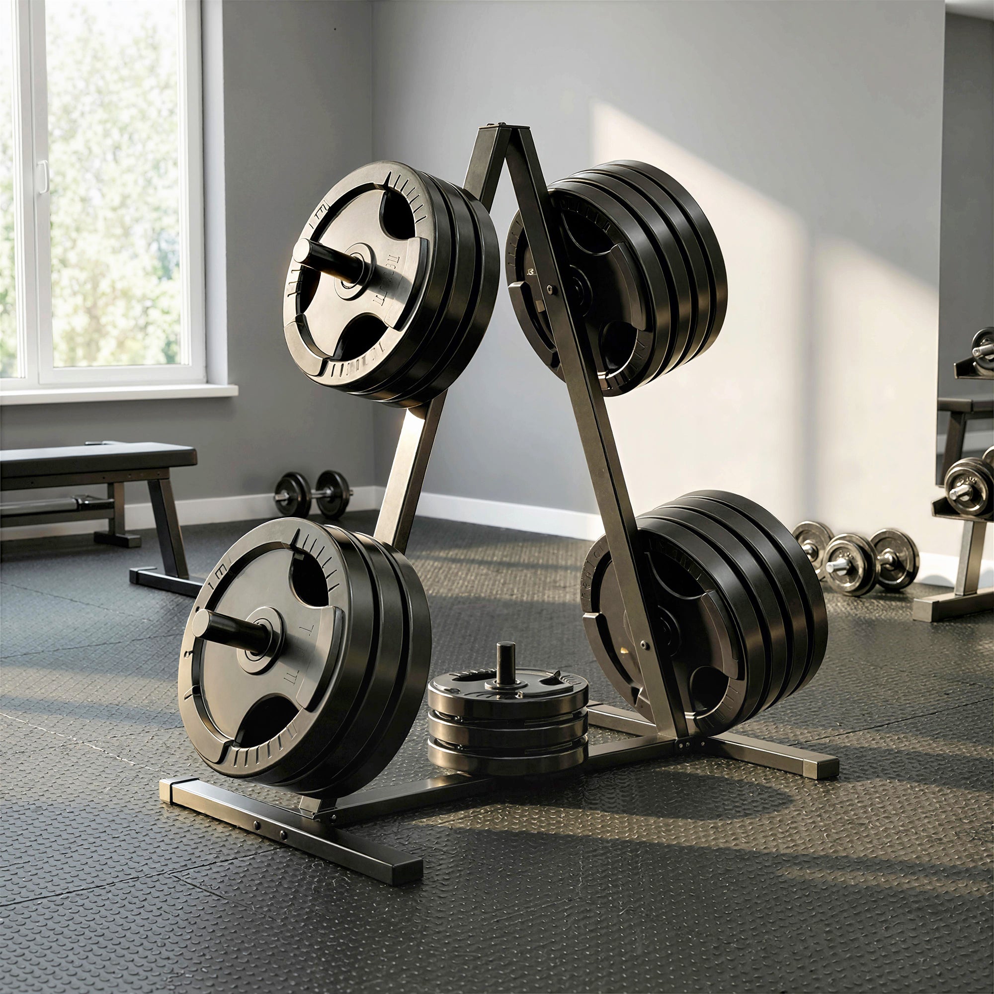 SPORTNOW Weight Plate Rack for 1 in (2.5 cm) Plates — 200 kg (441 lb) Capacity — Home Gym Storage